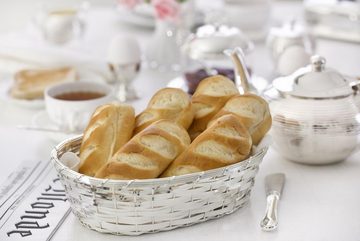 EDZARD Brotkorb Basket, Stahl, Dekokorb, Obstkorb, Obstschale in oval - Frühstückskorb, Tisch-Korb - versilbert und anlaufgeschützt