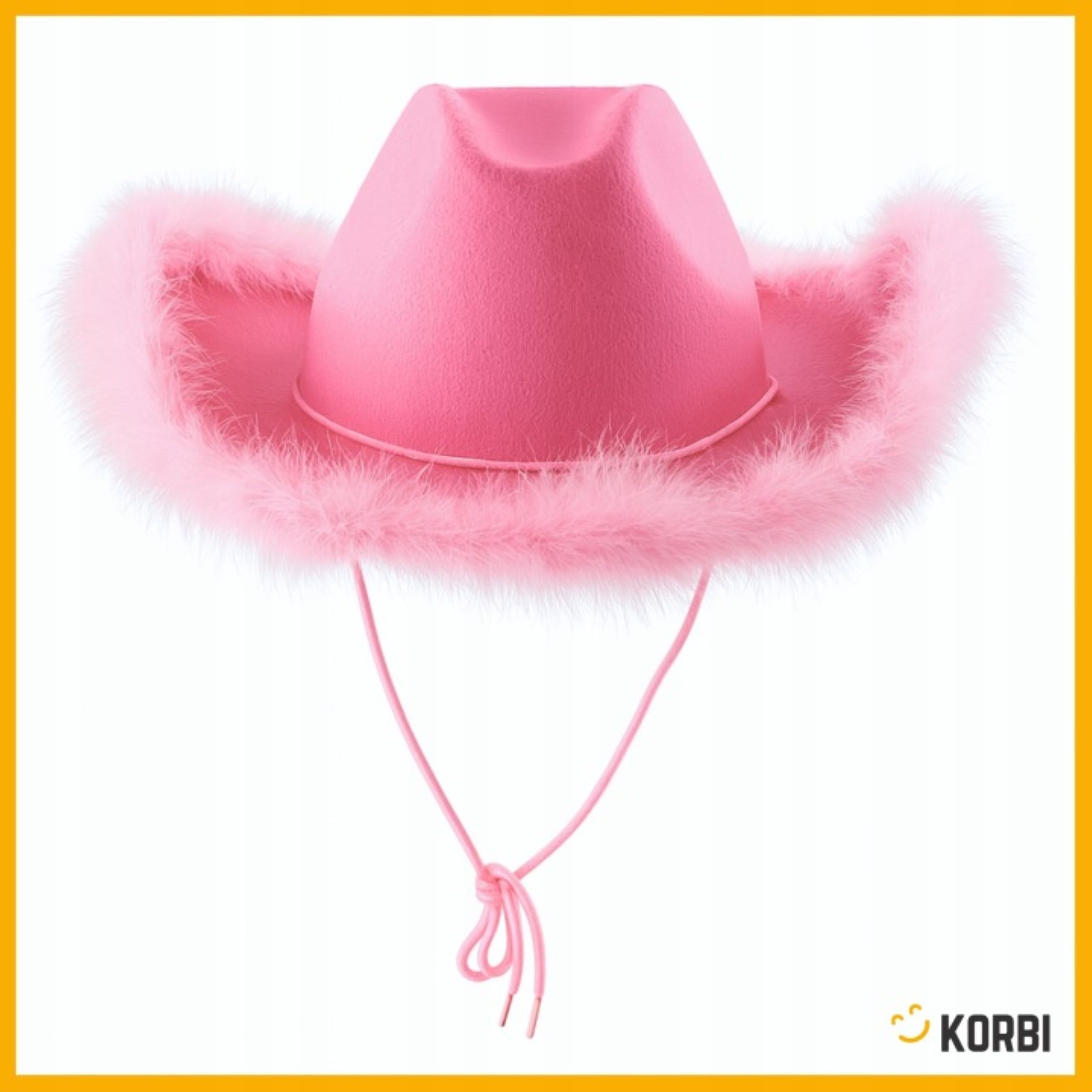 Korbi Cowboy-Kostüm Cowboyhut Rosa mit Federn Damen Cowboy Kostüm 80er 90er Retro