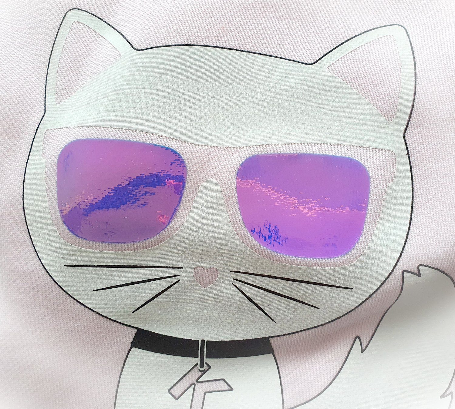 KARL LAGERFELD Sweatshirt Karl Lagerfeld Sweatshirt rosa Katze Choupette irisierend Logo