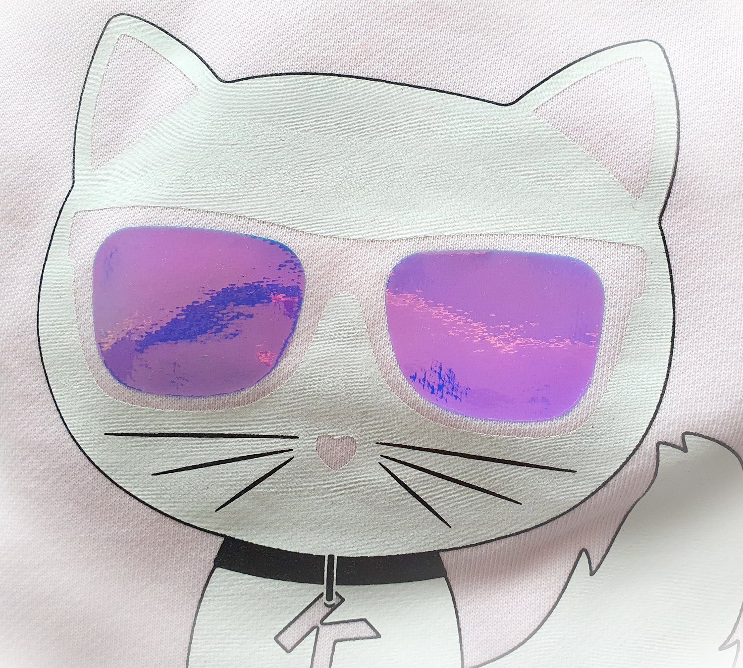 KARL LAGERFELD Sweatshirt Karl Lagerfeld Sweatshirt rosa Katze Choupette  irisierend Logo