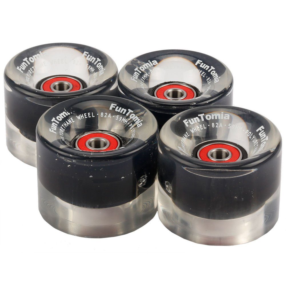Miniskateboard FunTomia 4x Miniboard/Skateboard LED Rollen 59x45mm Härtegrad 82A