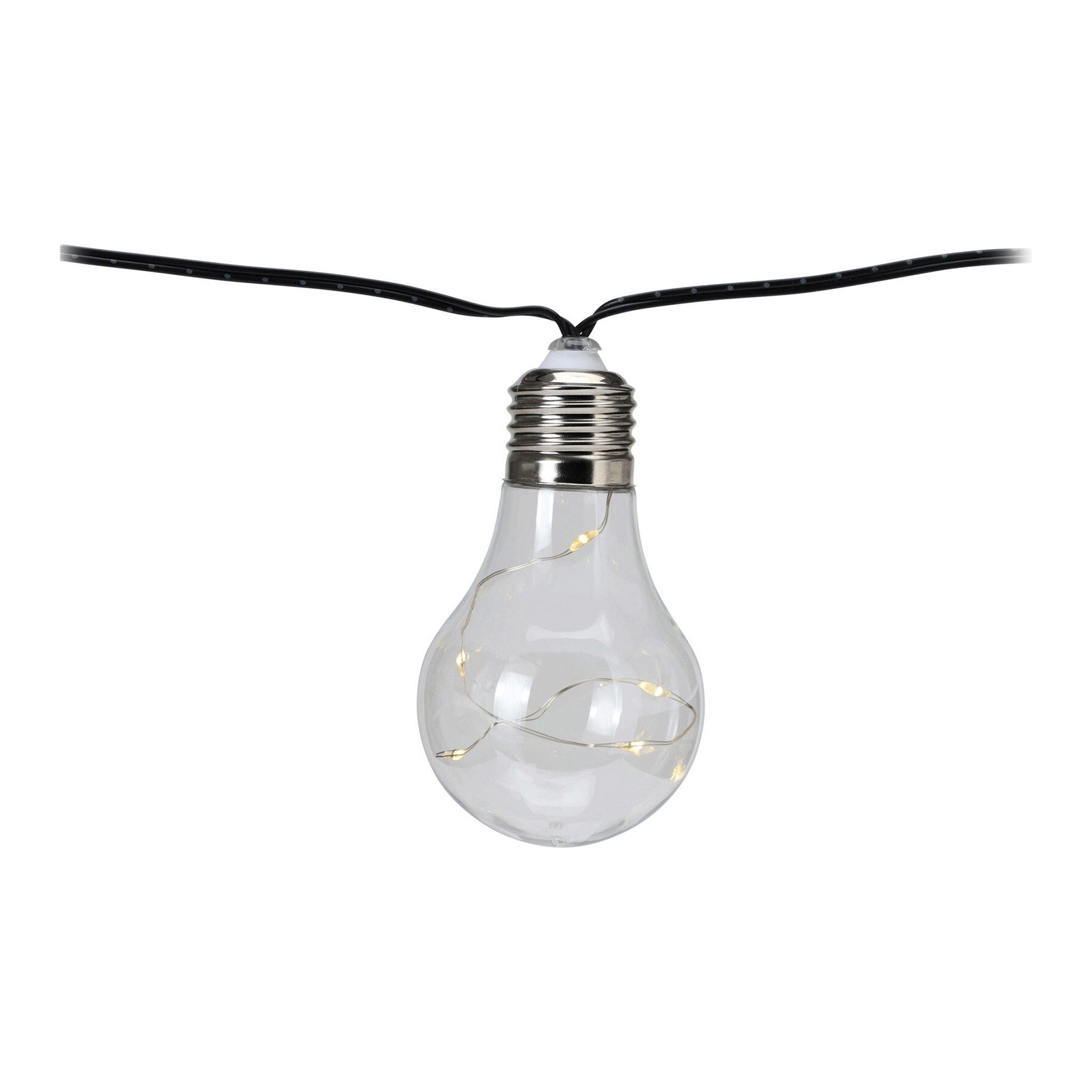 SELF IMPORT AGENCIES LED-Girlande, LED Lichterkette 7,5m IP-44 10 Kunststoff Glühbirnen Klar / Warmweiß