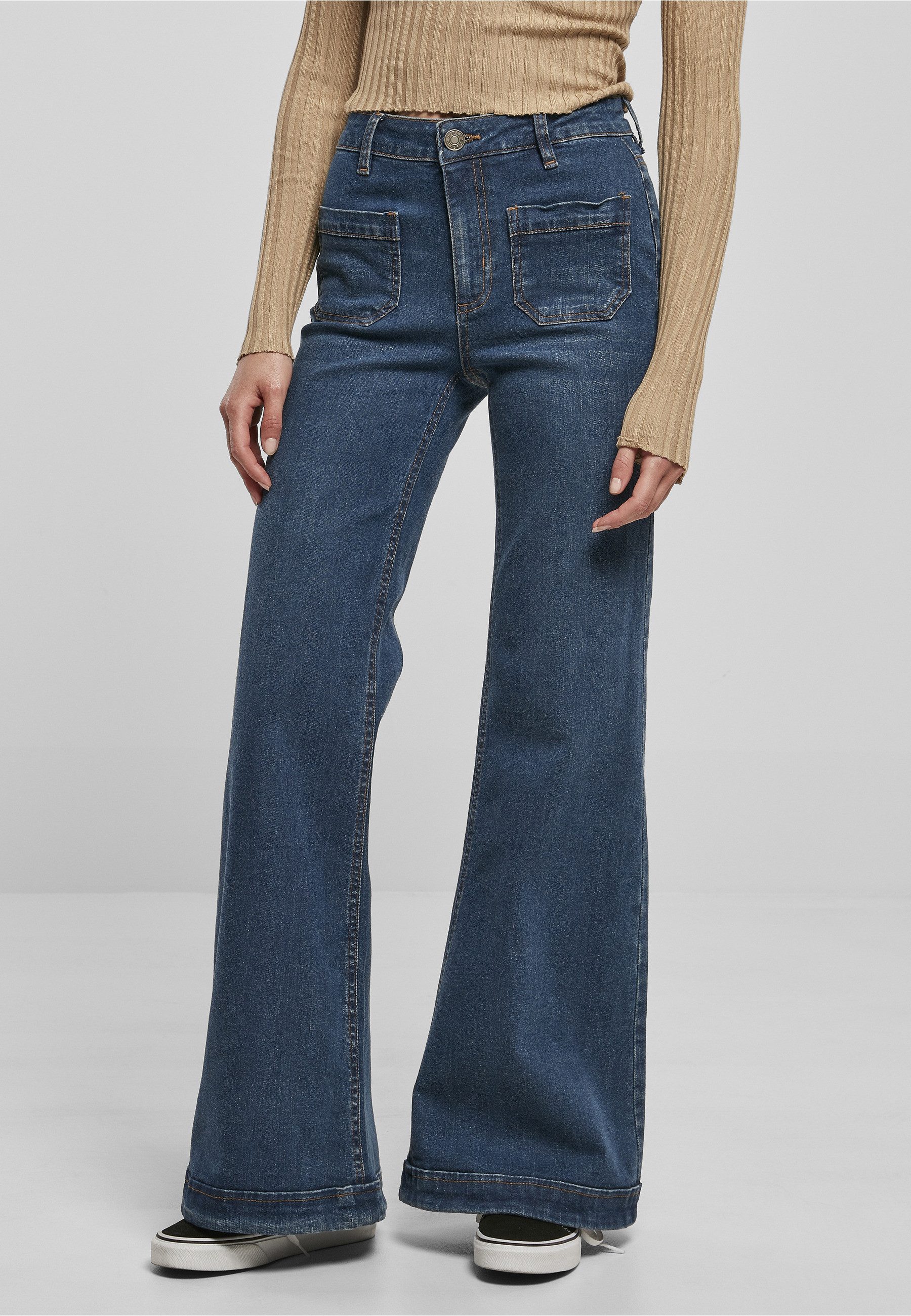 URBAN CLASSICS Stoffhose Urban Classics Damen Ladies Vintage Flared Denim Pants (1-tlg)