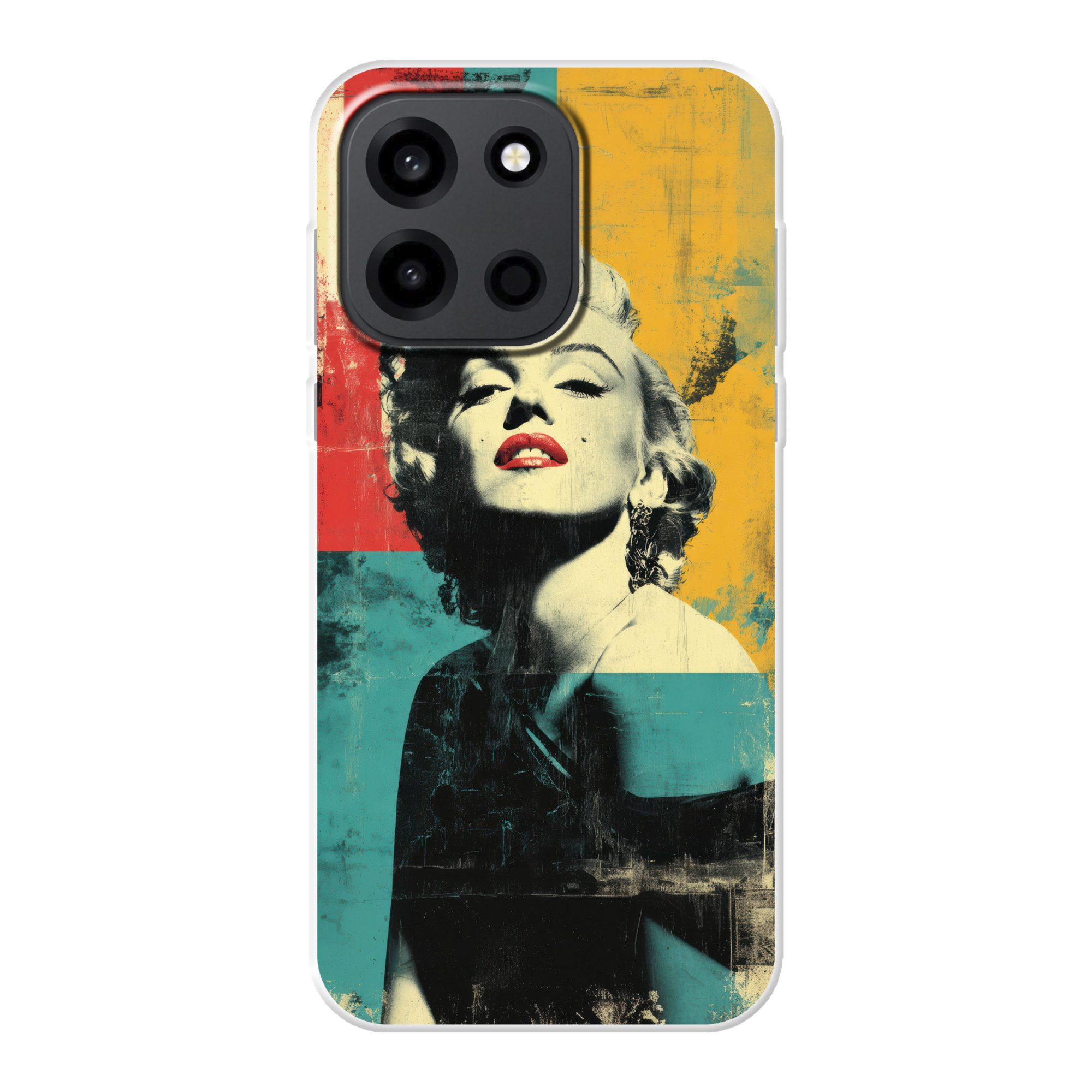 MuchoWow Handyhülle für OnePlus Turbo 6 5G Frau - Rote Lippen - Abstrakte Farbfelder - Pop, Handy Case, Silikon, Bumper Case Dünn