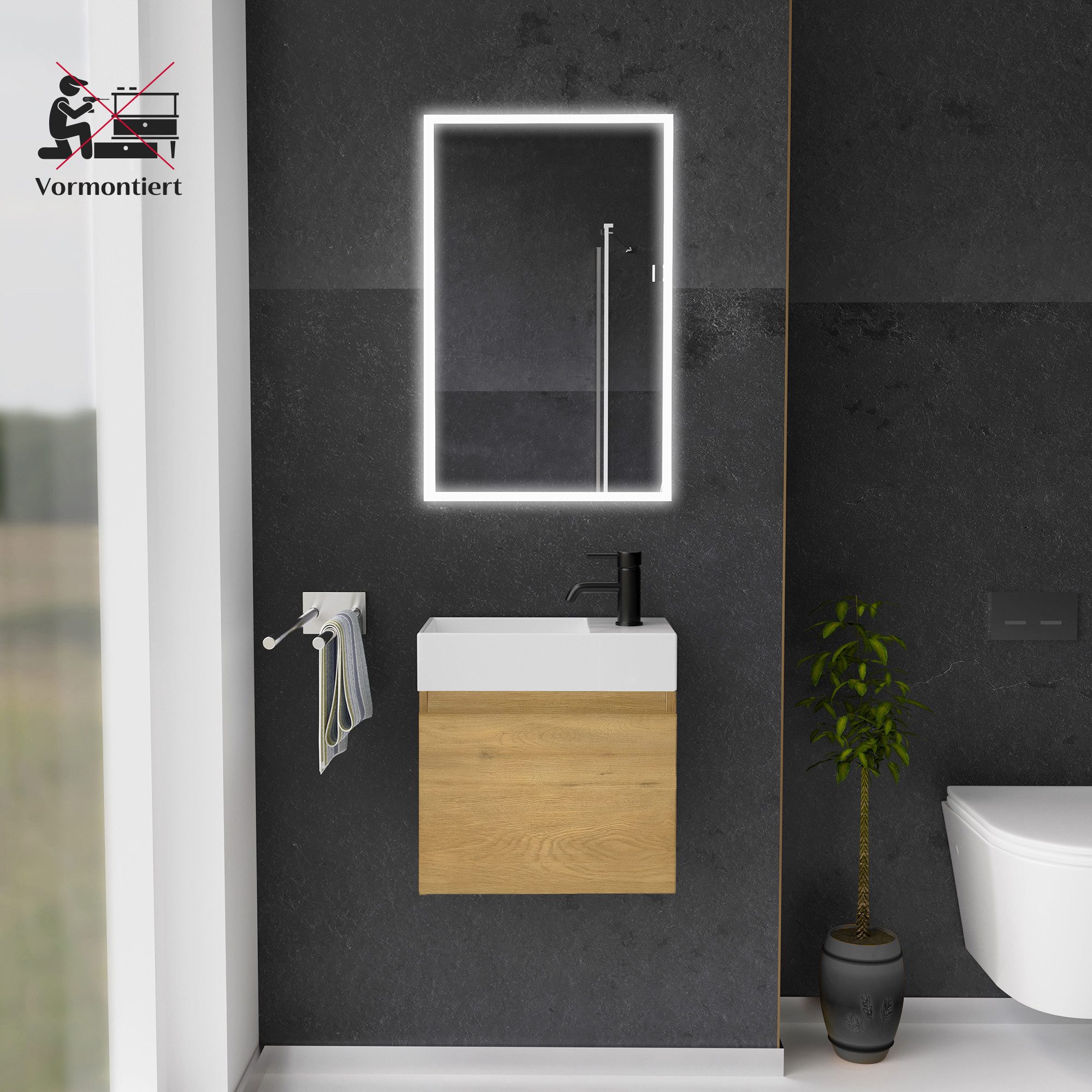 Alpenberger Badmöbel-Set - Waschbecken mit Unterschrank - Badschrank Komple günstig online kaufen