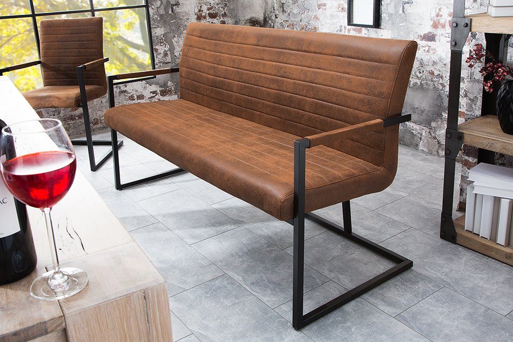 riess-ambiente Sitzbank LOFT 160cm vintage braun, mit Microfaser-Bezug | Sitzbänke