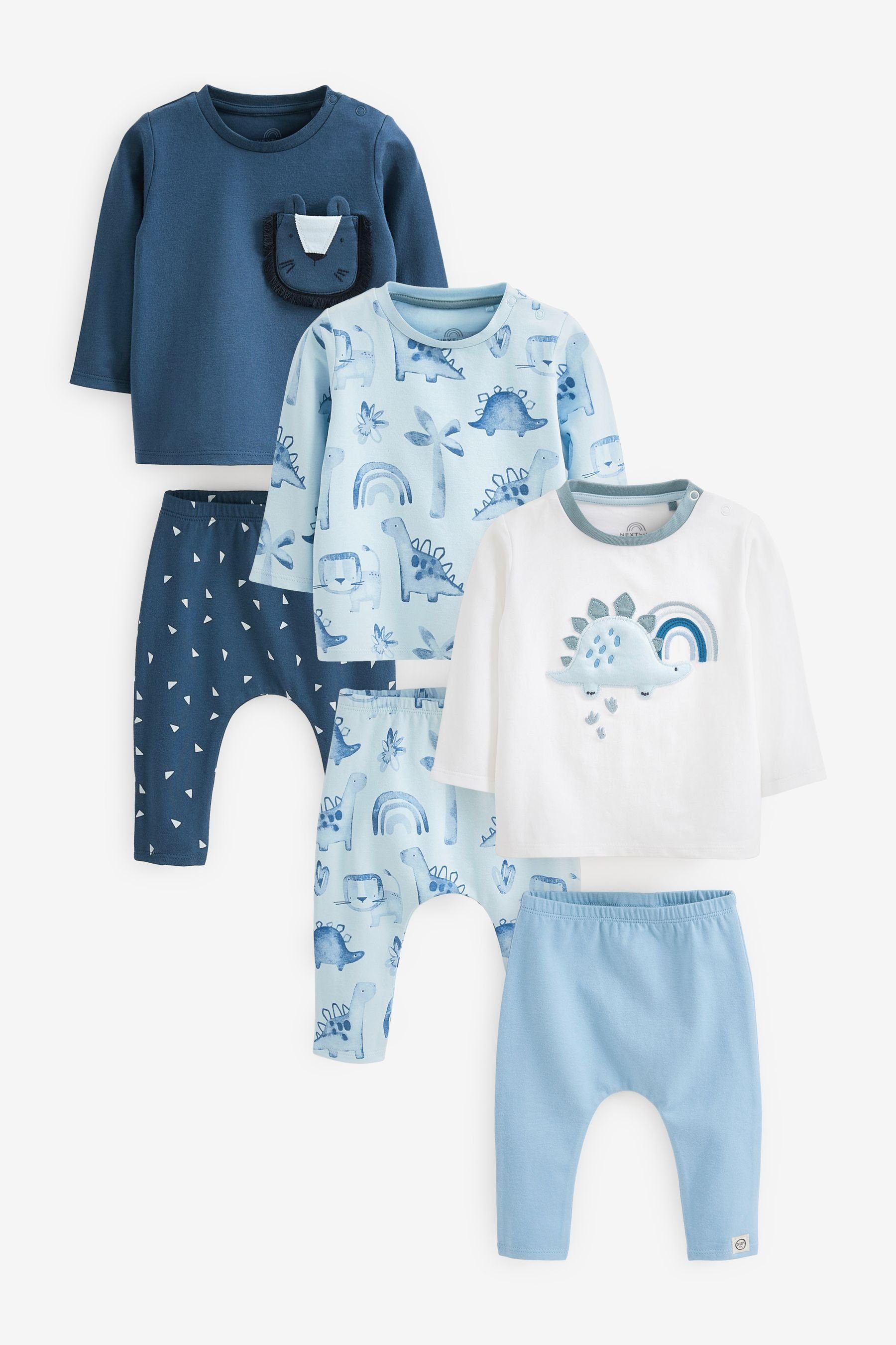 Next Shirt & Leggings 6er-Pack Baby T-Shirts und Leggings (6-tlg) Blue dinosaur