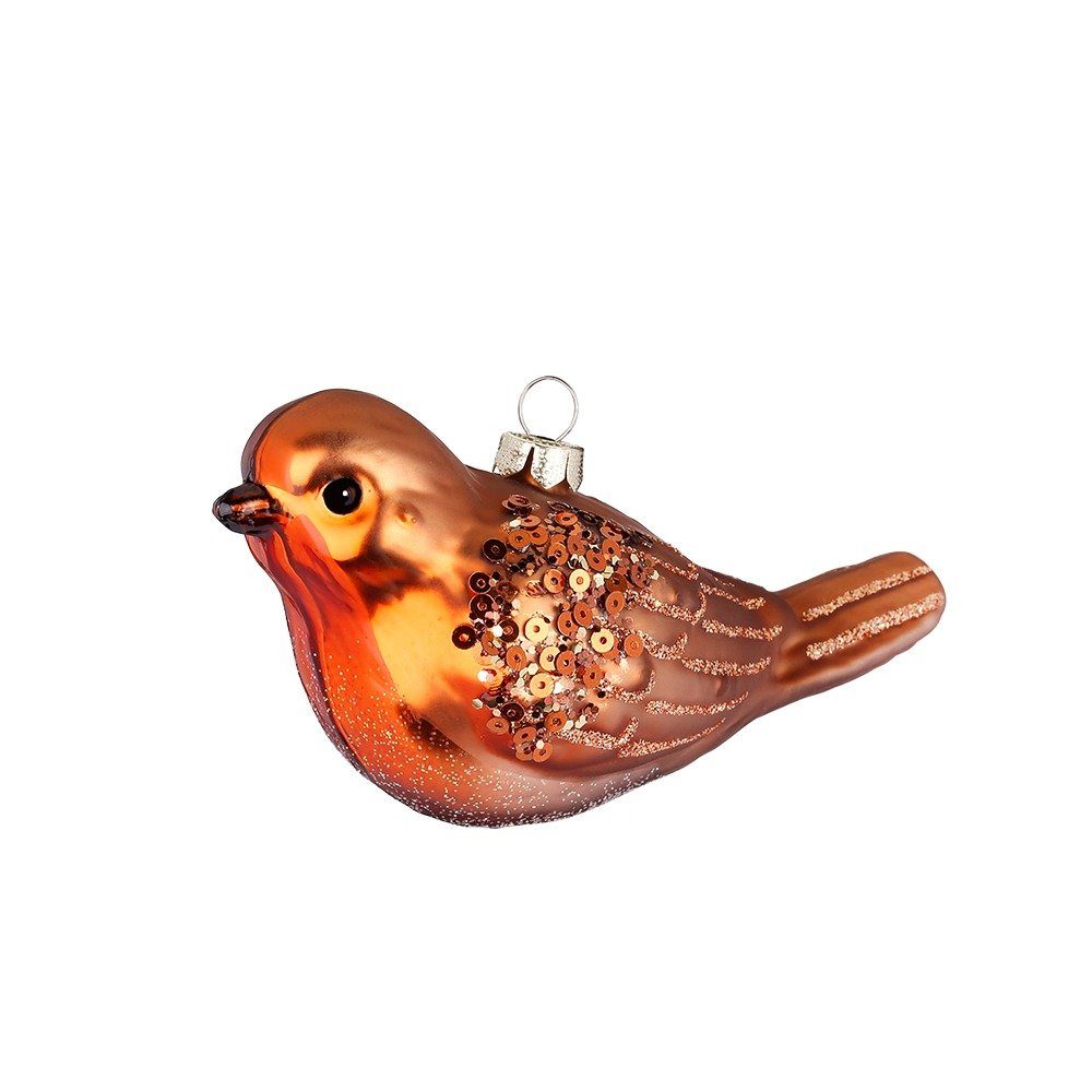 MAGIC by Inge Christbaumschmuck, Christbaumschmuck Rotkehlchen Glas 5,5cm Rot Braun