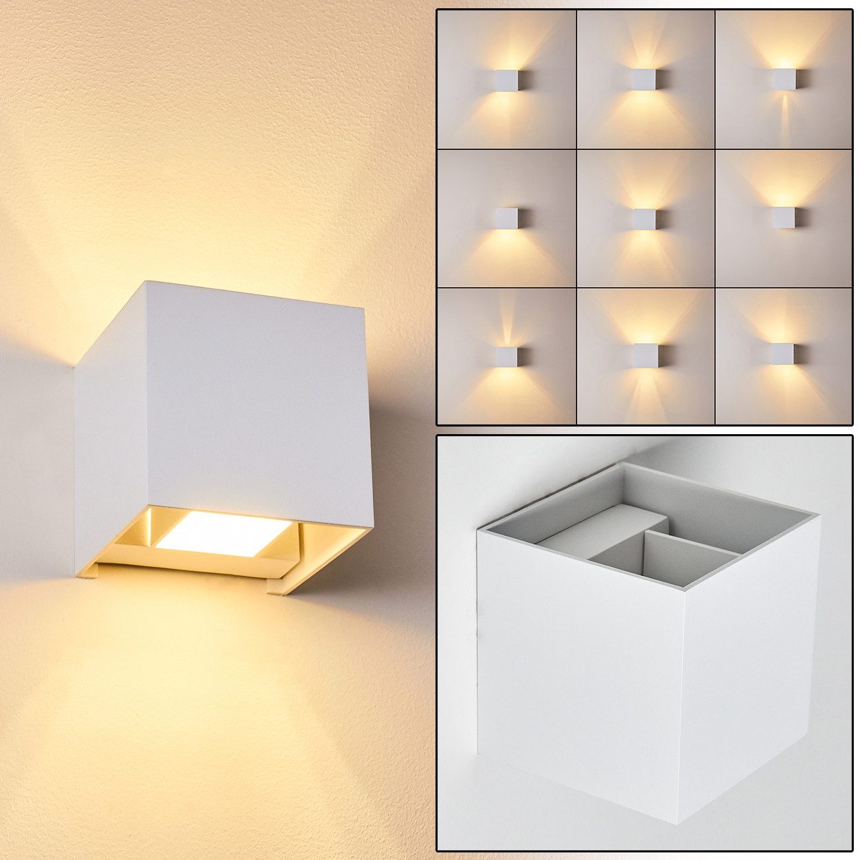 hofstein Wandleuchte »Vaccina« moderne Wandlampe aus Metall in Weiß, ohne Leuchtmittel, 2700 Kelvin, verschiedene Lichteffekte durch verstellbaren Schirm, Up & Down, G9