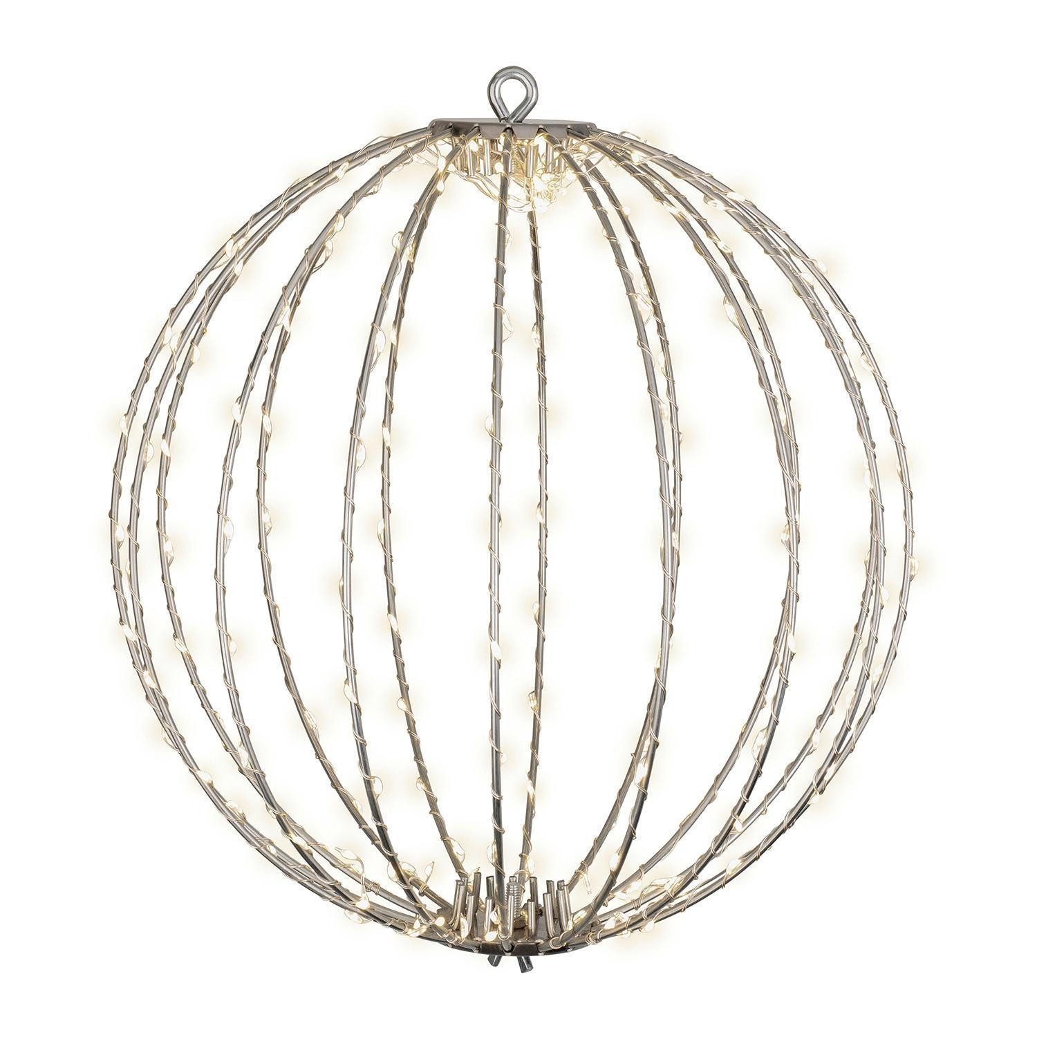 casa NOVA LED Kugelleuchte ORIETTE, Silberfarben, Metall, LED fest integriert, Extra-Warmweiß, Dauerlicht, 192 LEDs, Kabellänge von 500 cm, Ø 28 x H 28 cm