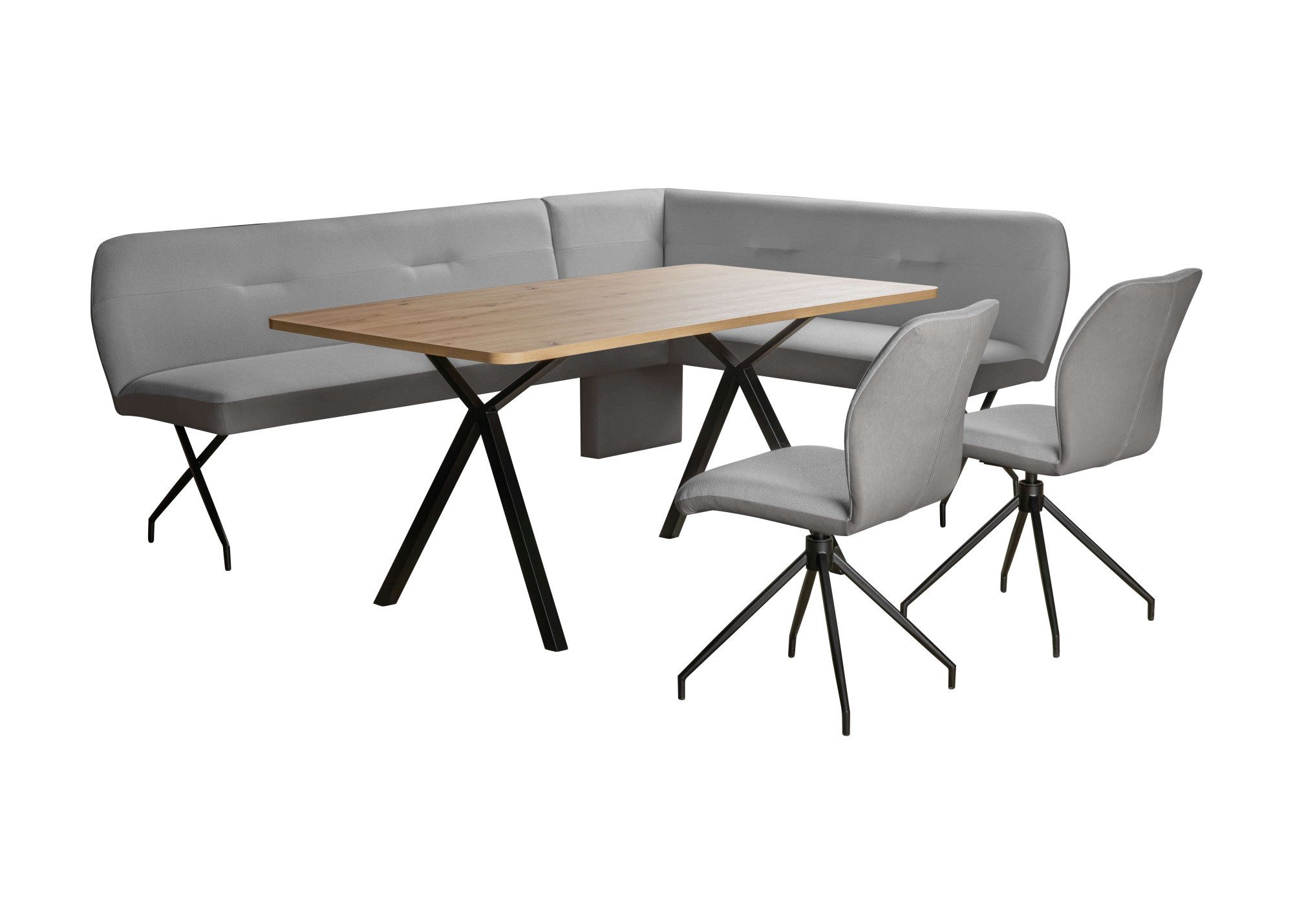 Home affaire Eckbankgruppe Gabi Essecke, Sitzgruppe, Eckbankgruppe, Küchenbankgruppe, (Set, 4-tlg., 4tlg), Stuhl: 360° drehbar (Rückst), 2-Stoff-Design. Wellenfederung Eckbank