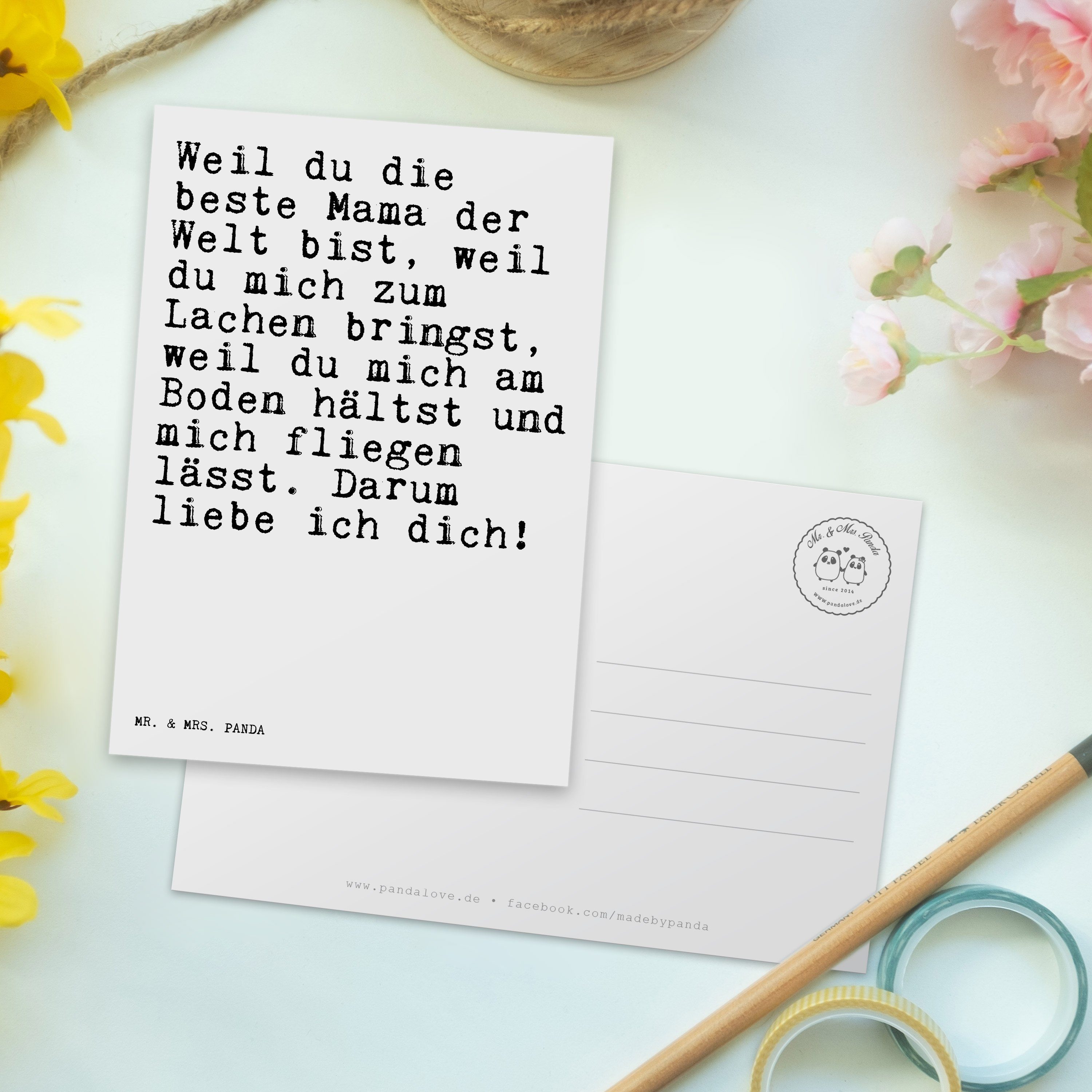 Einladung, Weil Postkarte Panda - du beste... & Geschenk, - Mr. Grußkarte Mrs. die Liebe, Weiß