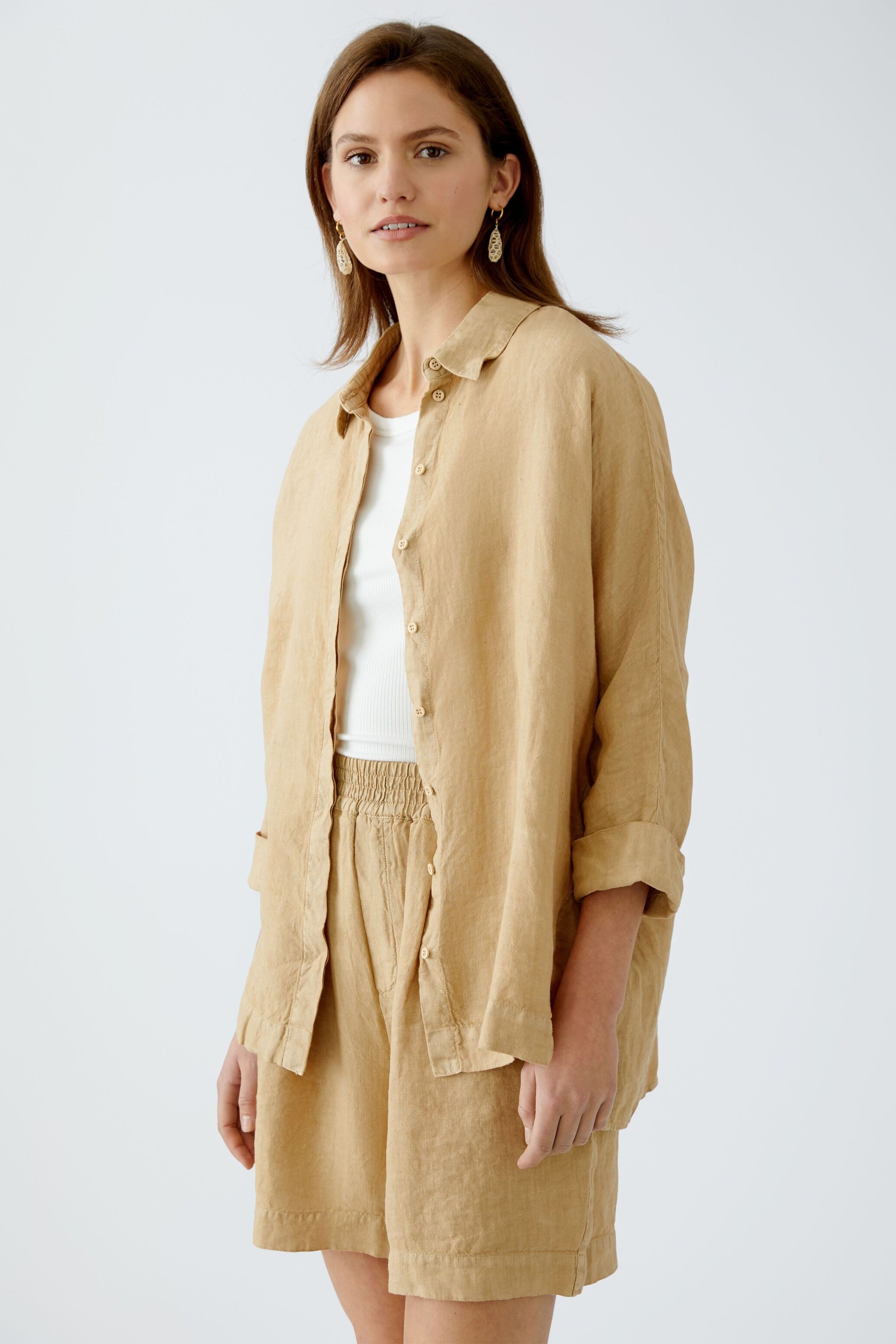 Oui Langarmbluse Bluse reines Leinen günstig online kaufen