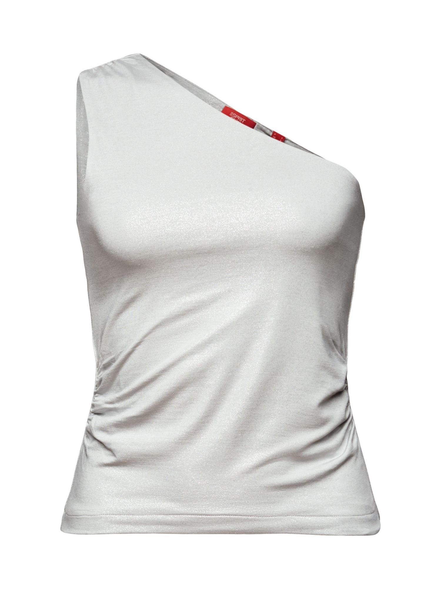 Esprit T-Shirt Glitzertop im One-Shoulder-Design (1-tlg) SILVER