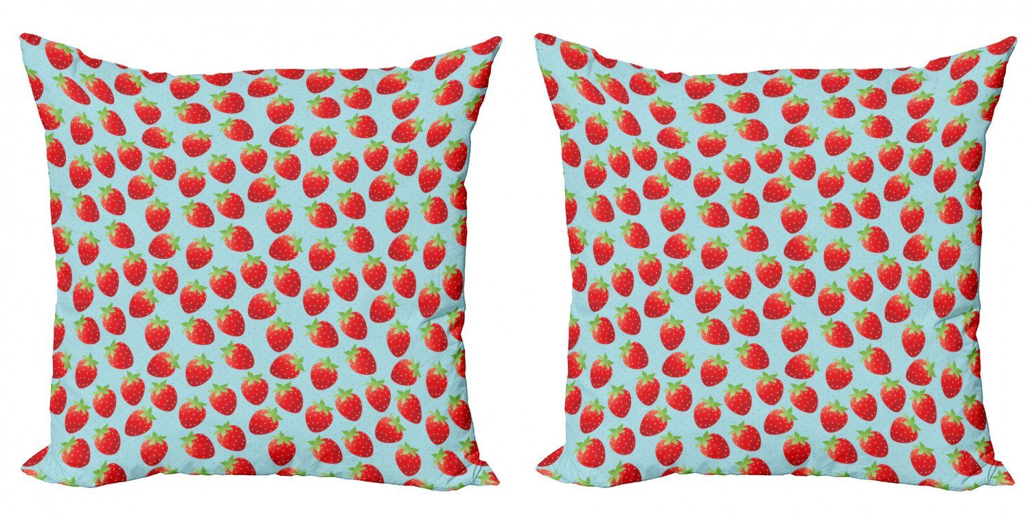 Stück), (2 Weinlese Erdbeere Accent Romantische Digitaldruck, Kissenbezüge Abakuhaus Modern Doppelseitiger