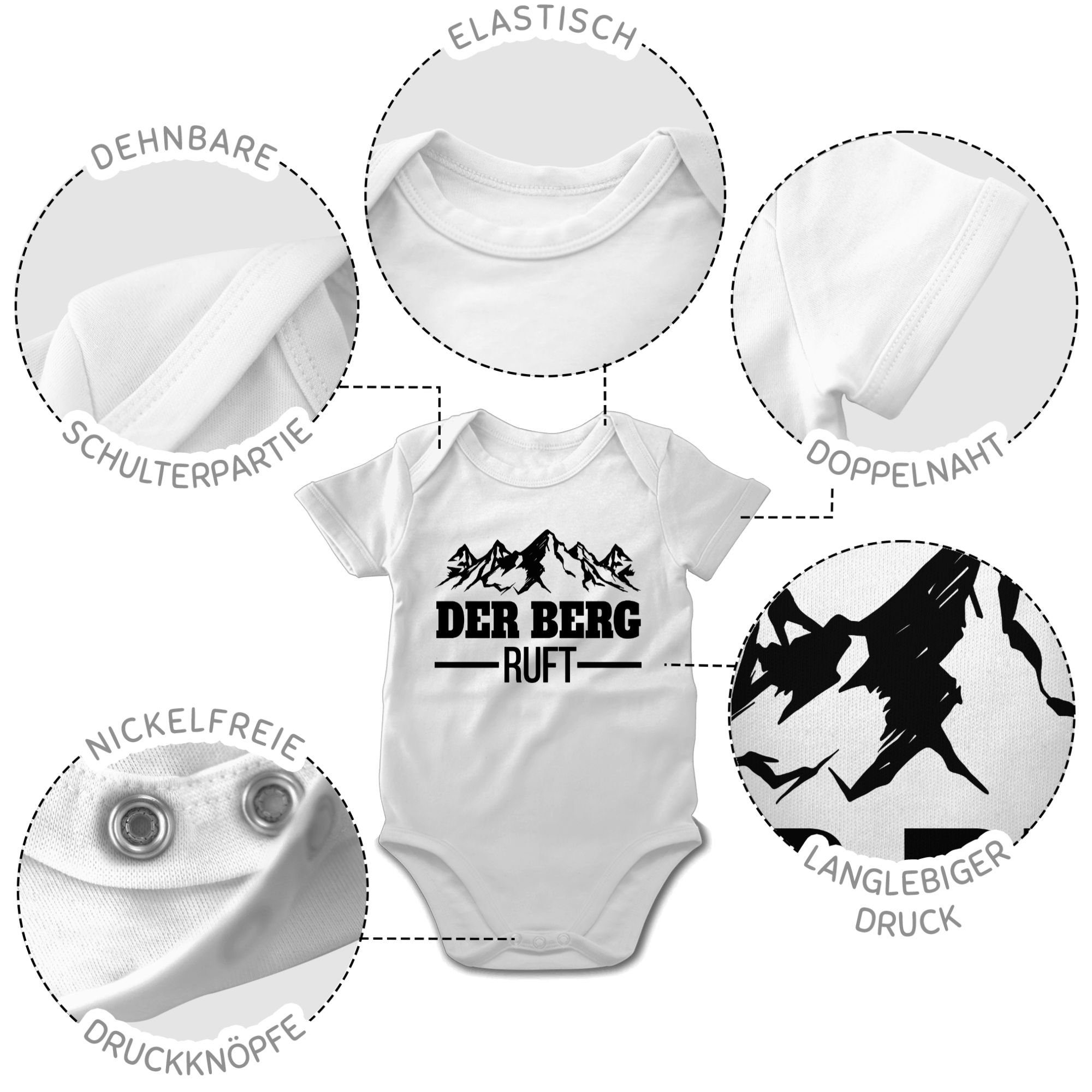 Shirtracer 3 Shirtbody ruft Der & Berg Bewegung Sport Baby Weiß schwarz -