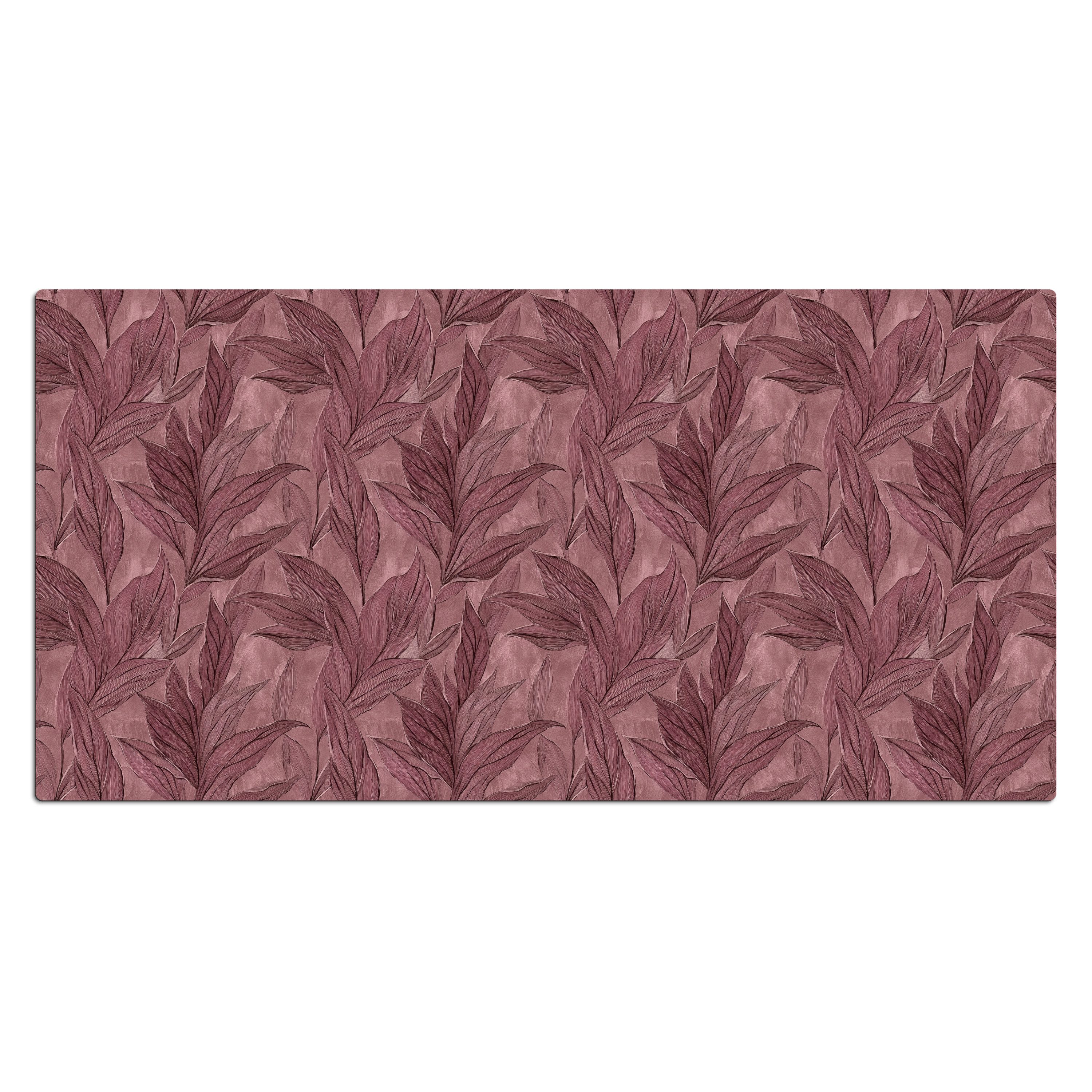MuchoWow Gaming Mauspad Blätter - Muster - Lila (1-St), Gaming Mauspad XXL, Schreibtischunterlage, Desk Mat Groß, 80x40 cm
