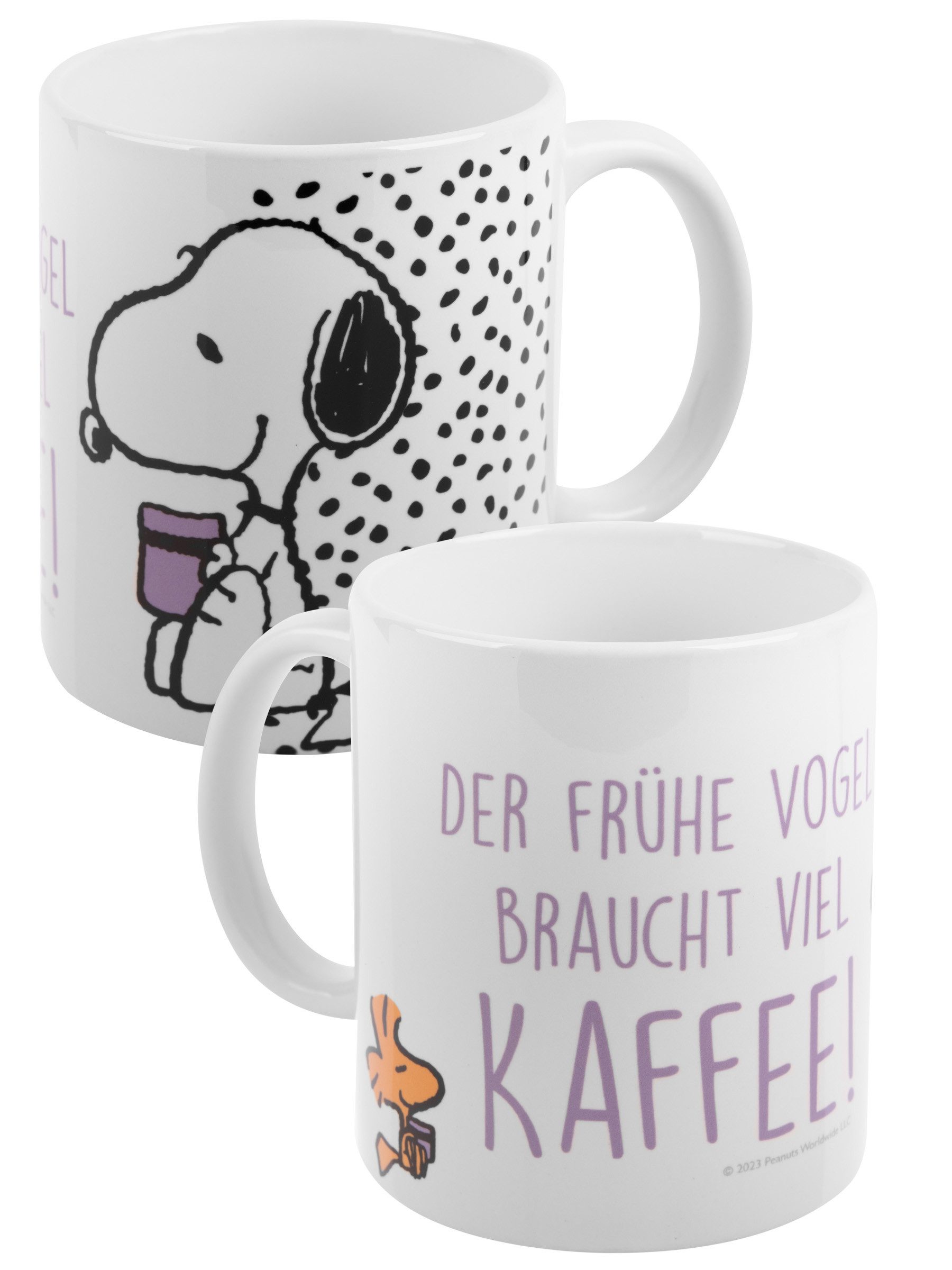 United Labels® Tasse Peanuts Snoopy - Der frühe Vogel braucht viel Kaffee - Mug, Keramik