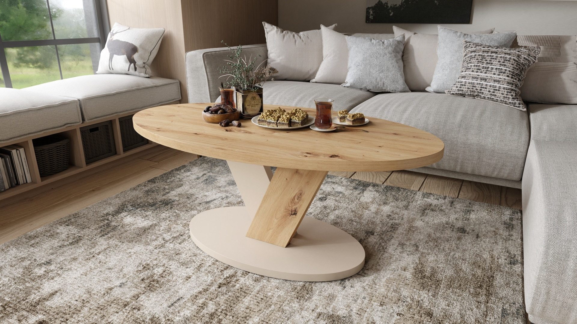 designimpex Couchtisch Design Couchtisch Lova oval Wohnzimmertisch ovaler T günstig online kaufen