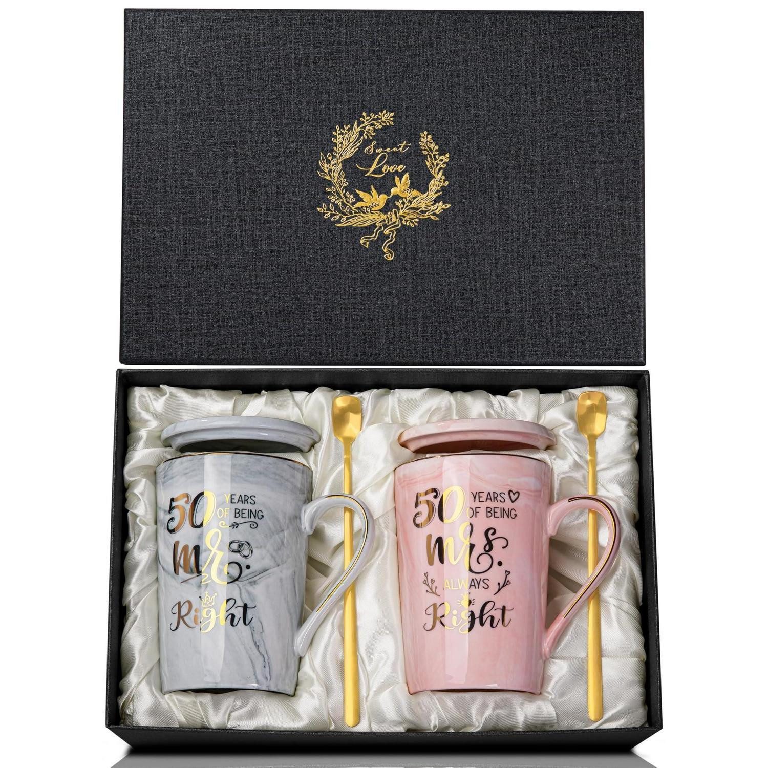 LuxusKollektion Tasse Marmoriert Tasse Goldene Hochzeit 50. Jahrestag 14Oz, Keramik