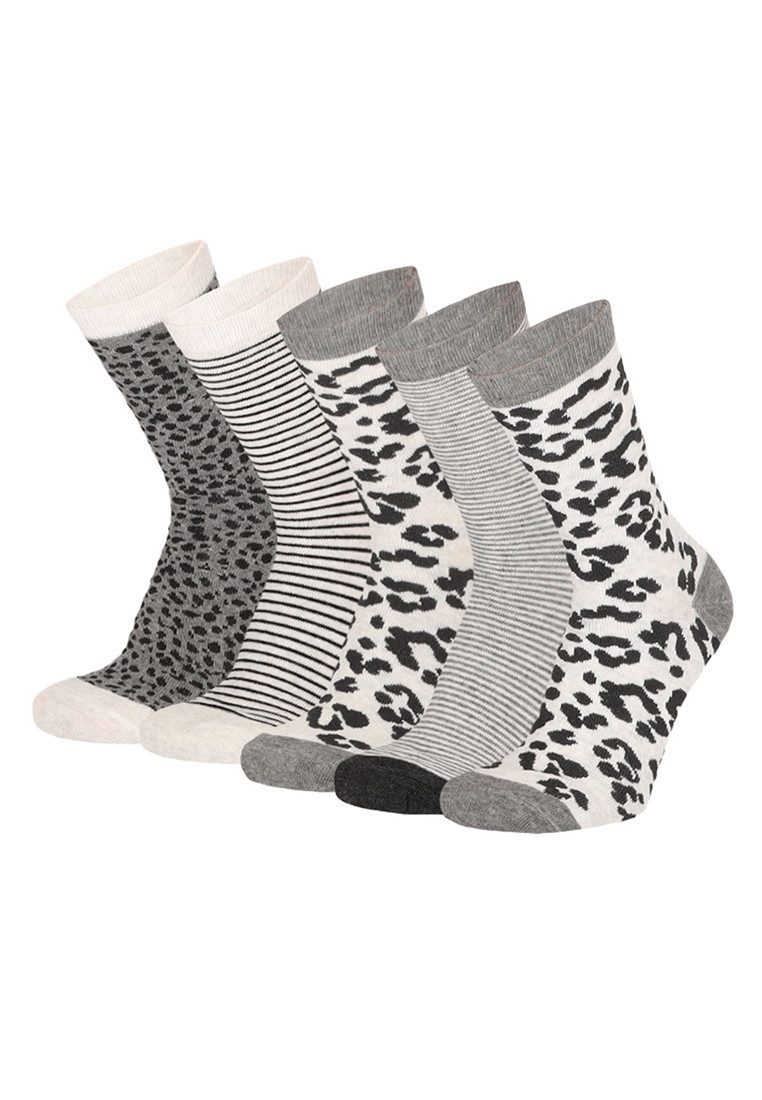 Yuhu Socken Mädchen 5er Pack Leopardenmuster gestreift Leo Print (5-Paar)