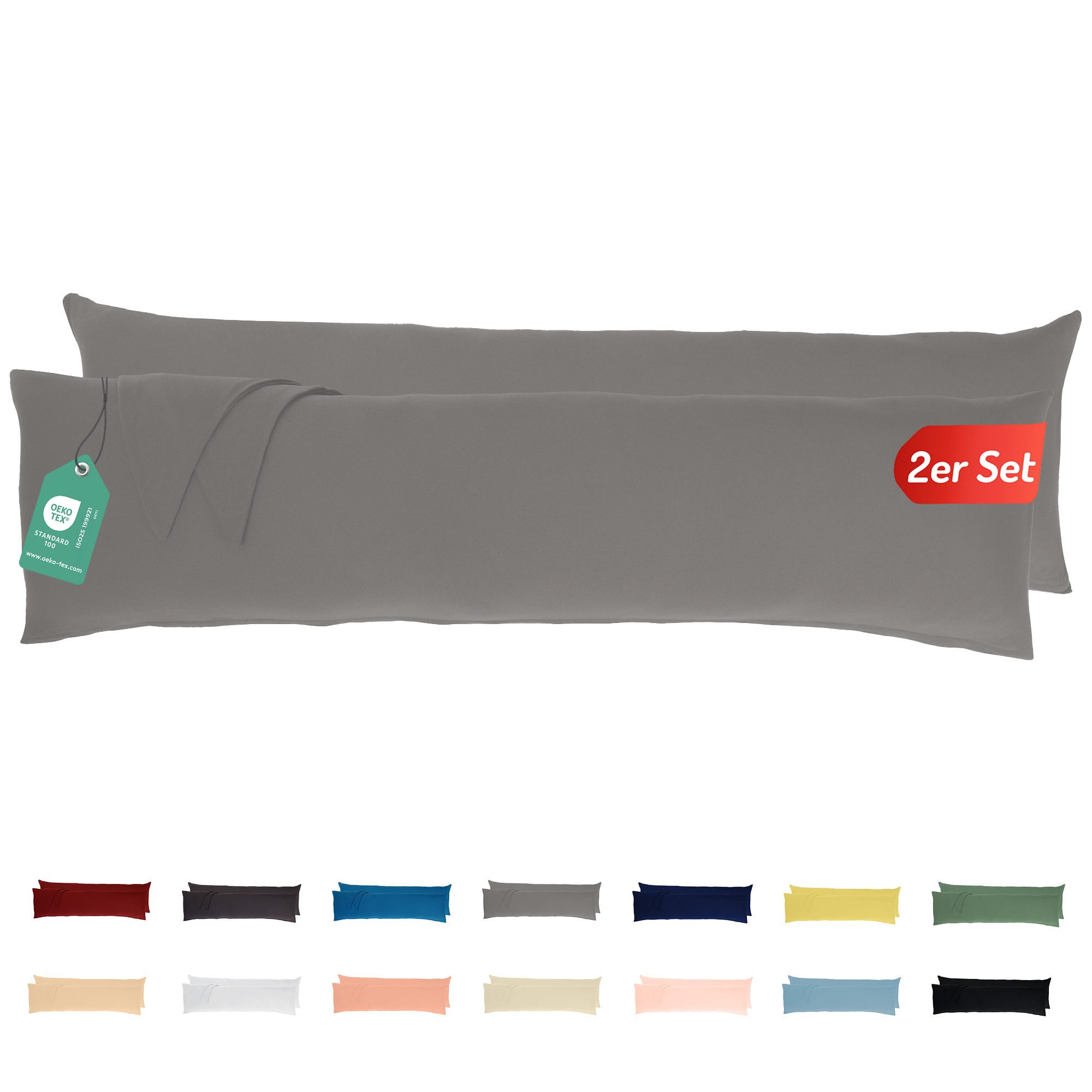 livessa Kissenbezug 2er Set Kissenbezug - Verdeckter Reißverschluss - Kopfkissenbezug, %100 Baumwolle Jersey Stoff 140 g/m², Ultra Weich und Atmungsaktiv