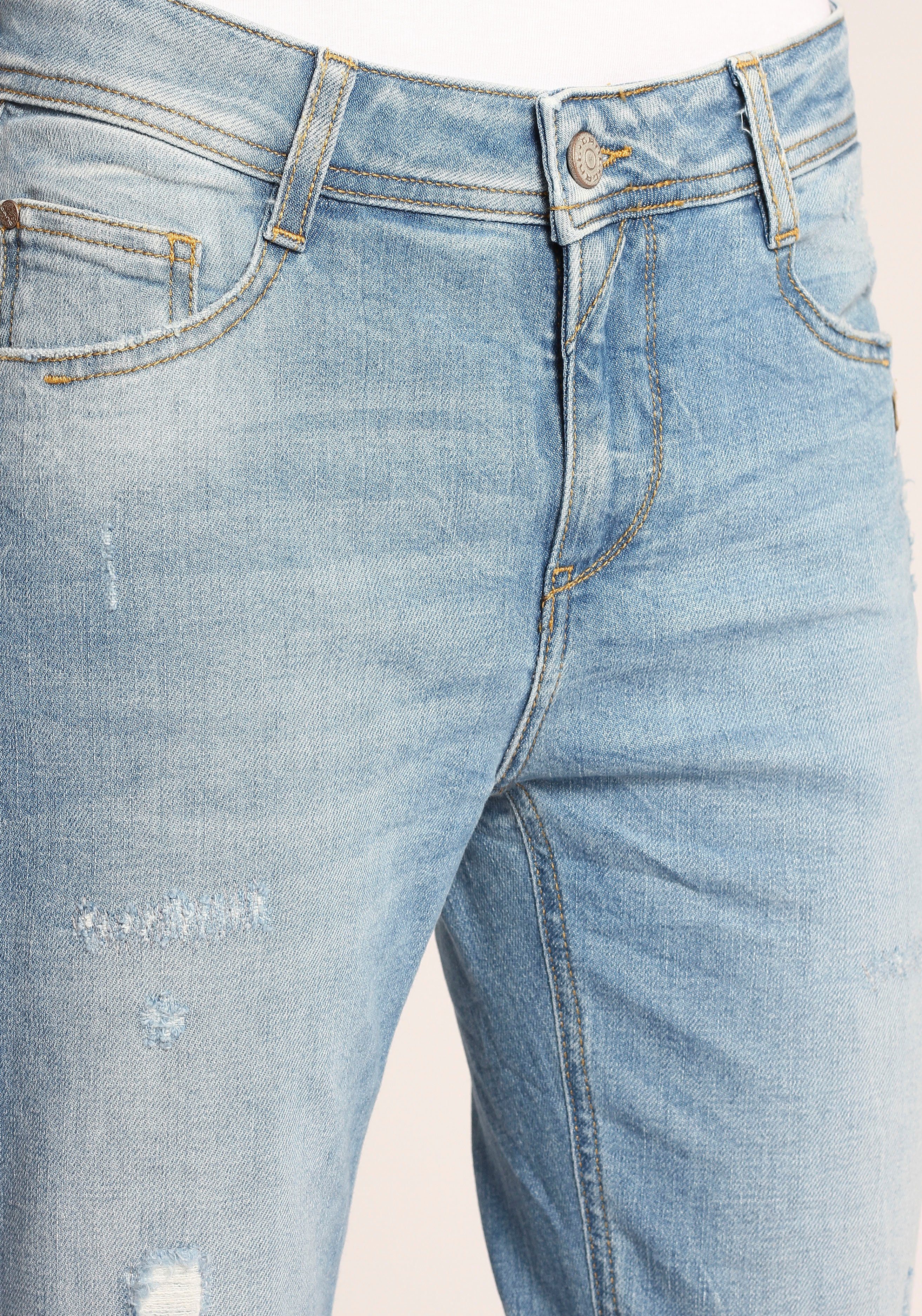 CROPPED Relax-fit-Jeans GANG und 94AMELIE verkürzter am Saumabschluss mit Kante Beinlänge ausgefranster