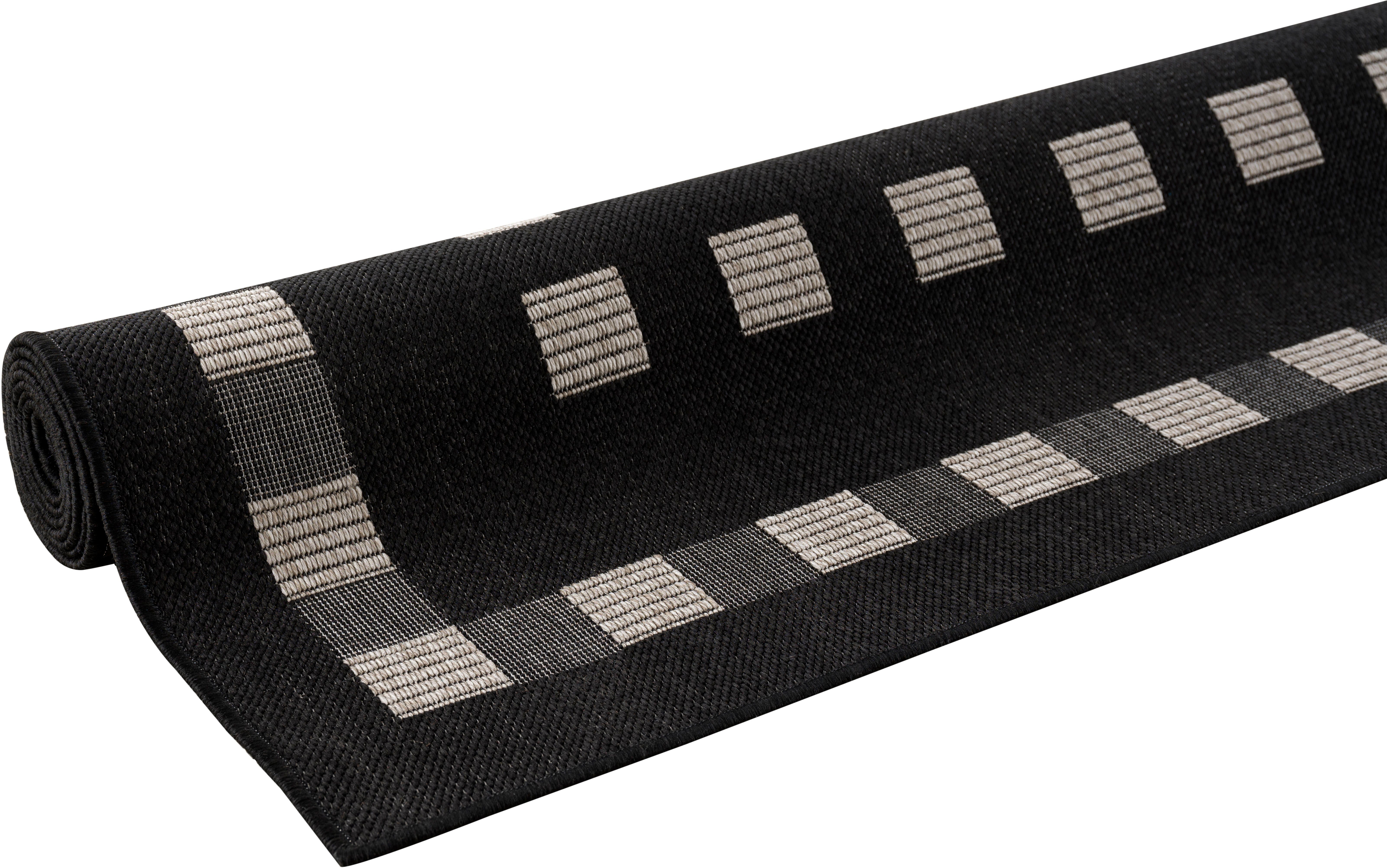 Teppich Dalija, andas, rechteckig, Sisal-Optik, geeignet, Outdoor schwarz Flachgewebe mm, Höhe: & Wetterfest 8 UV-beständig