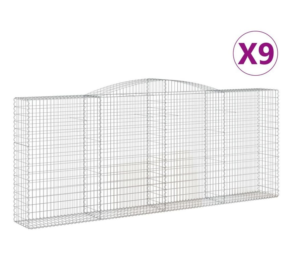 Thumbnail - vidaXL Blumentopf Gabionen mit Hochbogen 9 Stk. 400x50x160/180cm Verzinktes Eisen (9 St)
