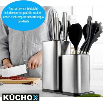 MAVURA Messerblock KÜCHOX 2in1 Edelstahl Messerblock Küchenmesser & Küchenhelfer, (ohne Messer) Aufbewahrung Küchenhelfer Organizer Set unbestückt