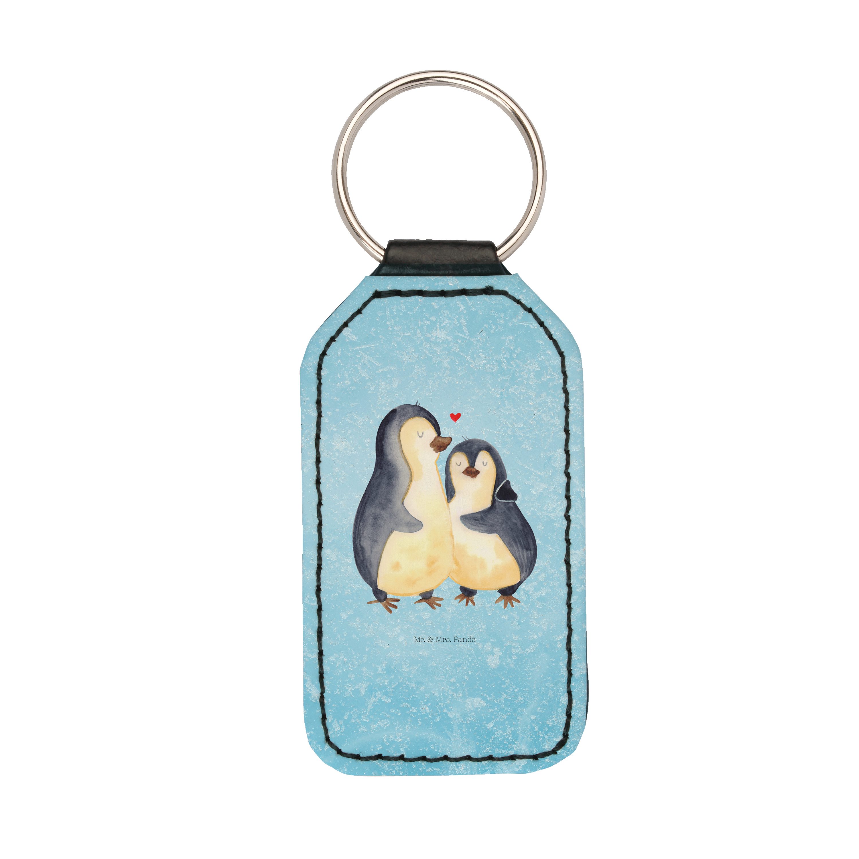 Eisblau Liebe, - Glücksbrin Schlüsselanhänger Schutzengel, Geschenk, & (1-tlg) Mr. Panda Pinguin - umarmend Mrs.