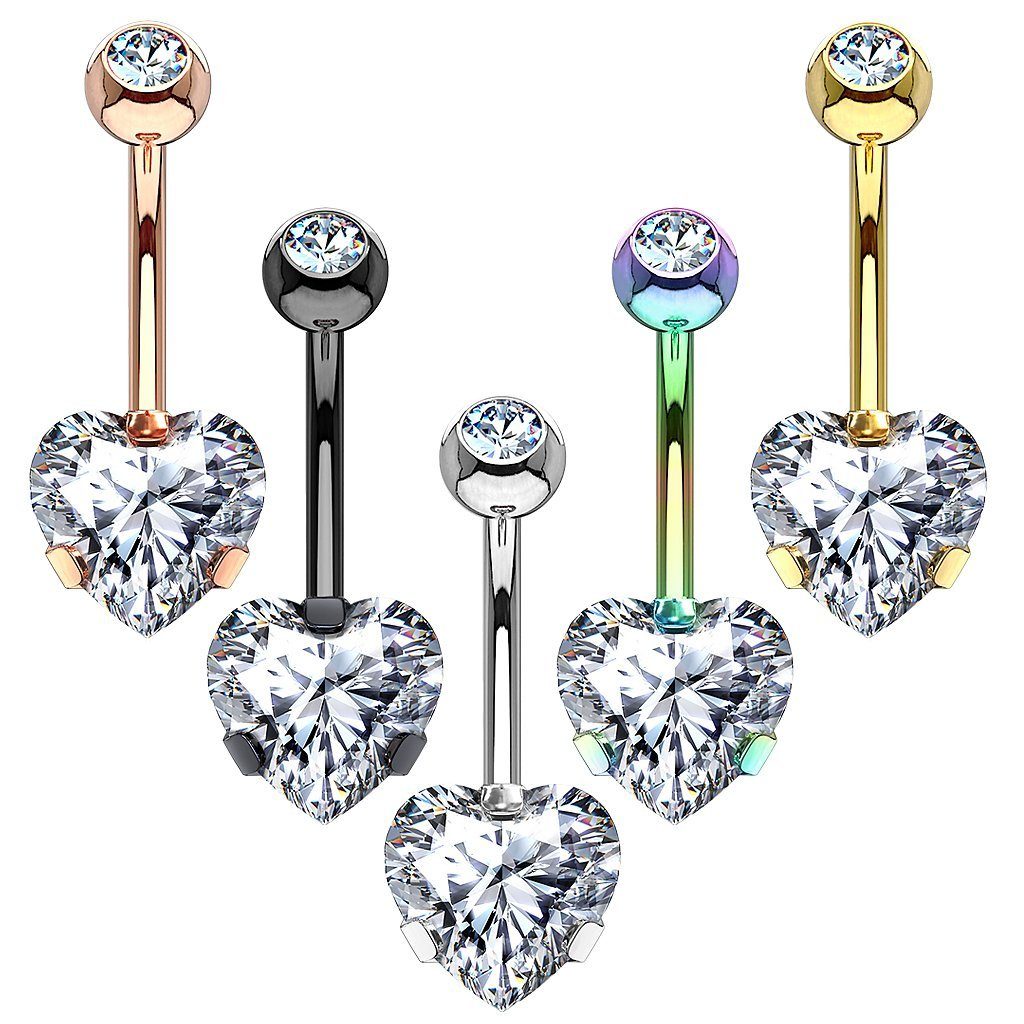 Taffstyle Bauchnabelpiercing Piercing Chirurgenstahl Kristall Herz, Bauchna günstig online kaufen