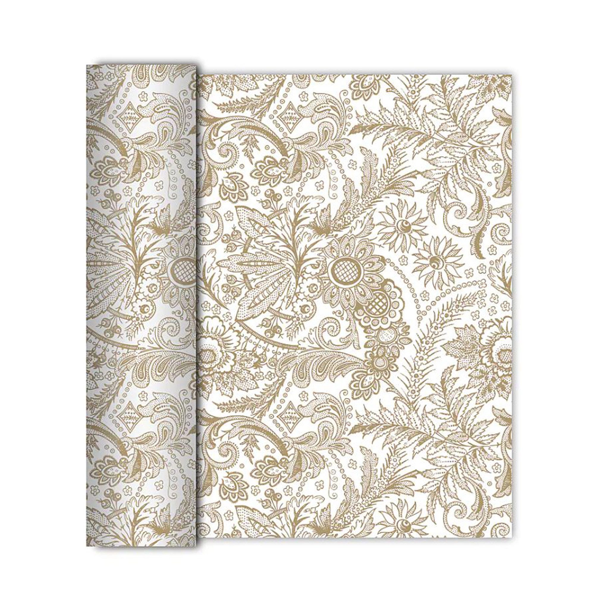 AVA Tischdecke, Tischläufer stoffähnlich 40cm x 6m Rolle Weiß Gold günstig online kaufen