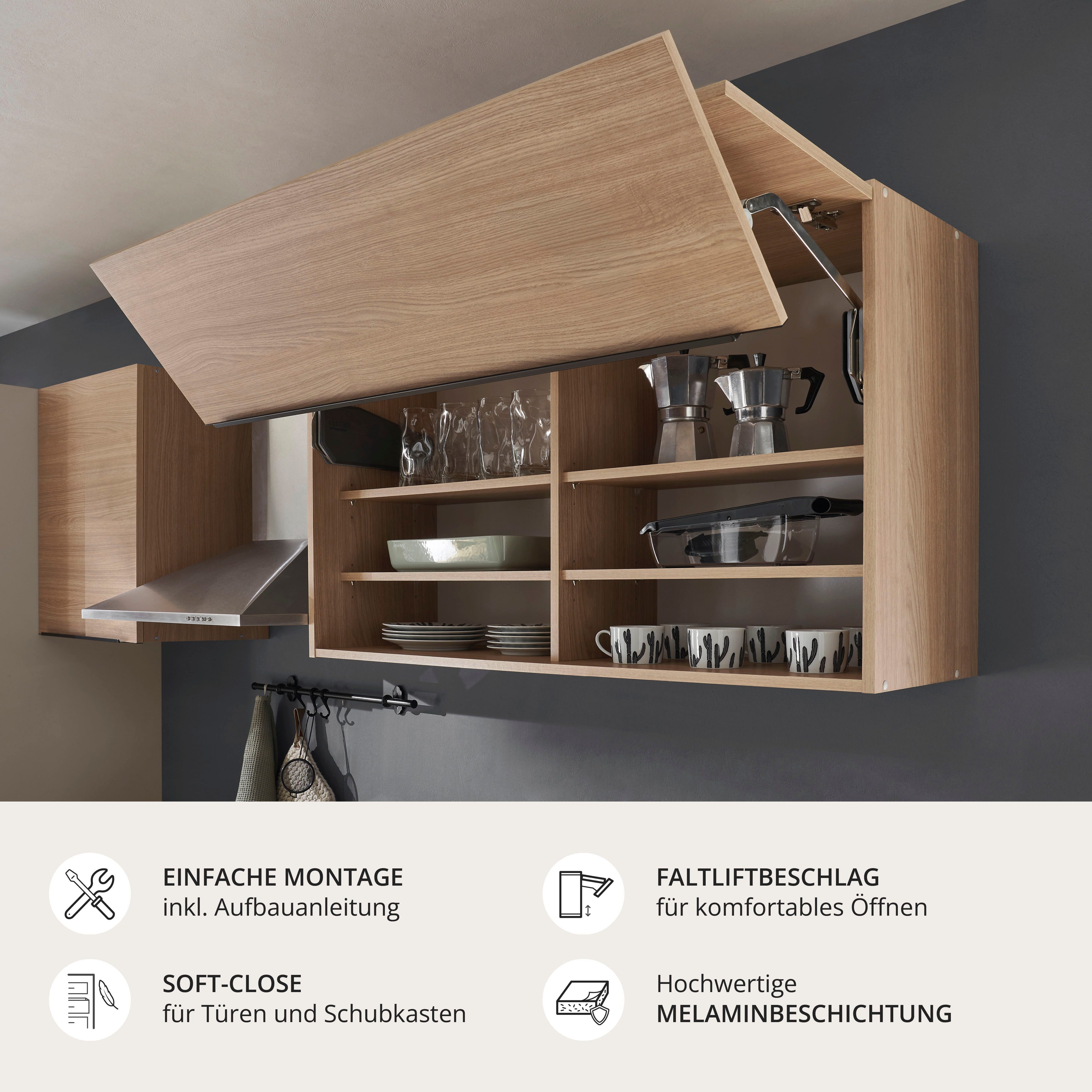 KOCHSTATION Küchenzeile Cocco B/H/T 270x211x60 cm, Breite 270 cm, wahlweise mit E-Geräten und Induktion