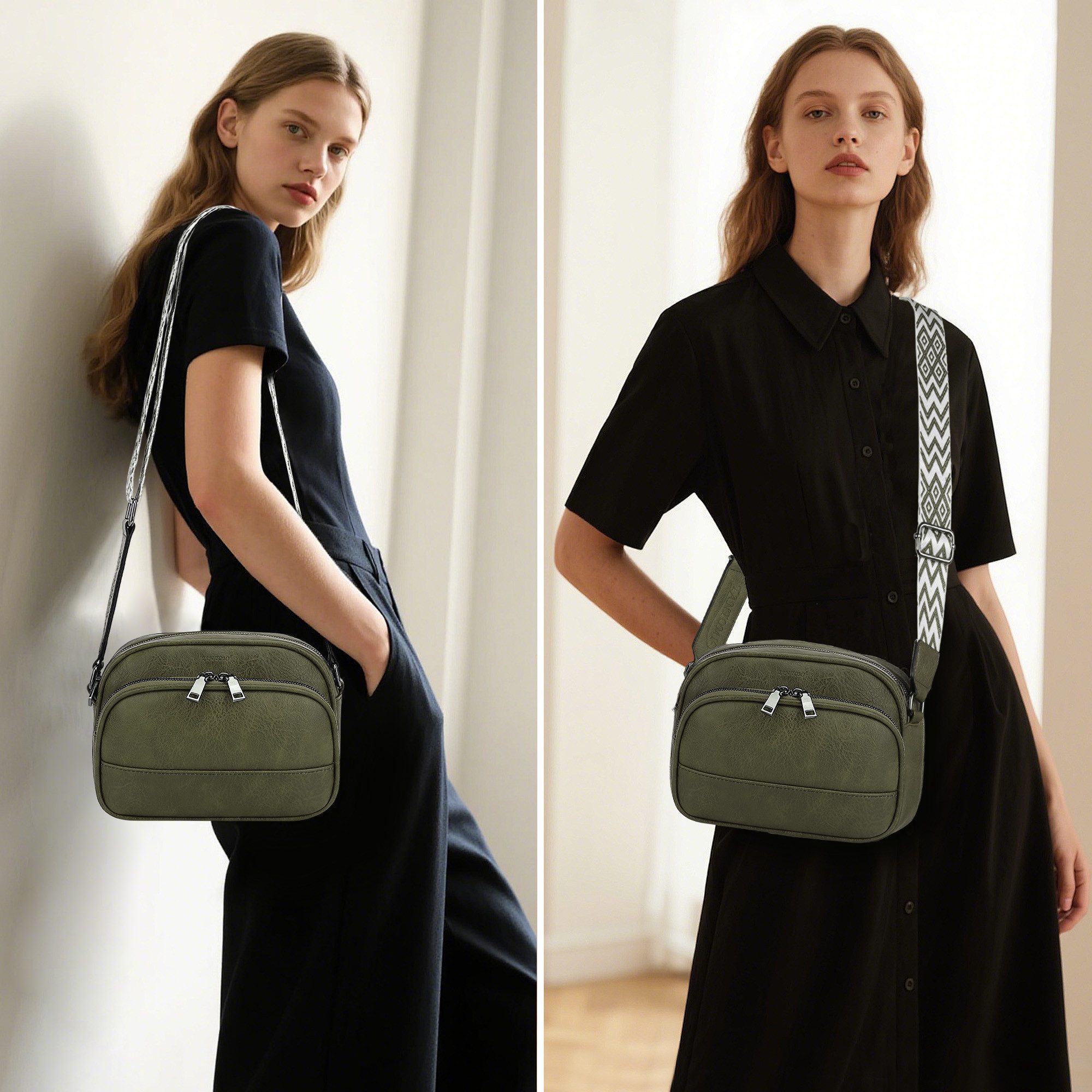 TAN.TOMI Schultertasche Damen Umhängetasche mittelgroß Handtasche mit Verstelbaar, Weich Breiter Gurt für Pendeln Reise Campus Verabredungen