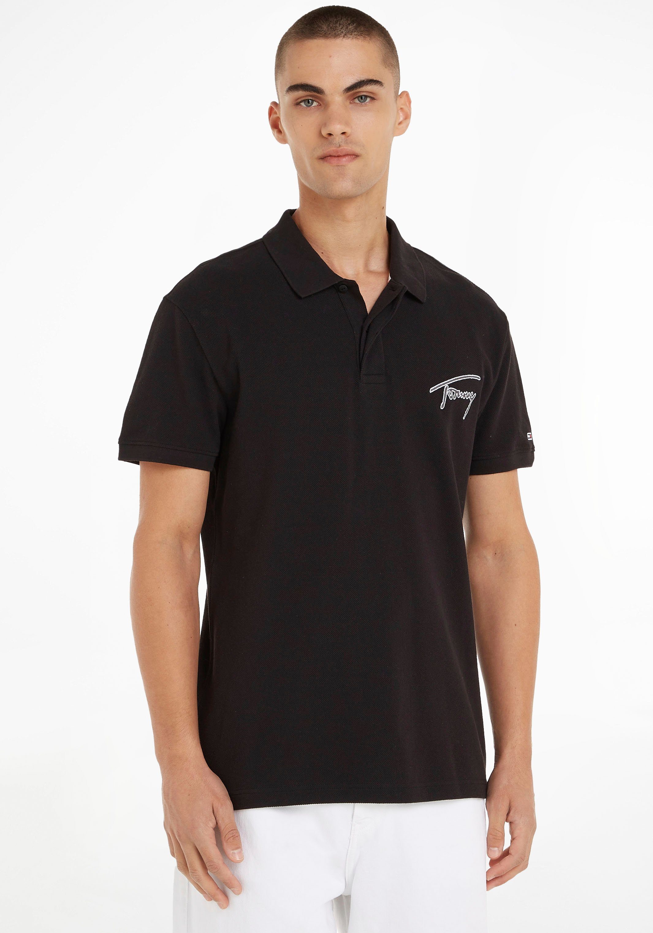 Tommy Jeans Poloshirt TJM CLSC SIGNATURE POLO (1-tlg) mit Logostickerei Black