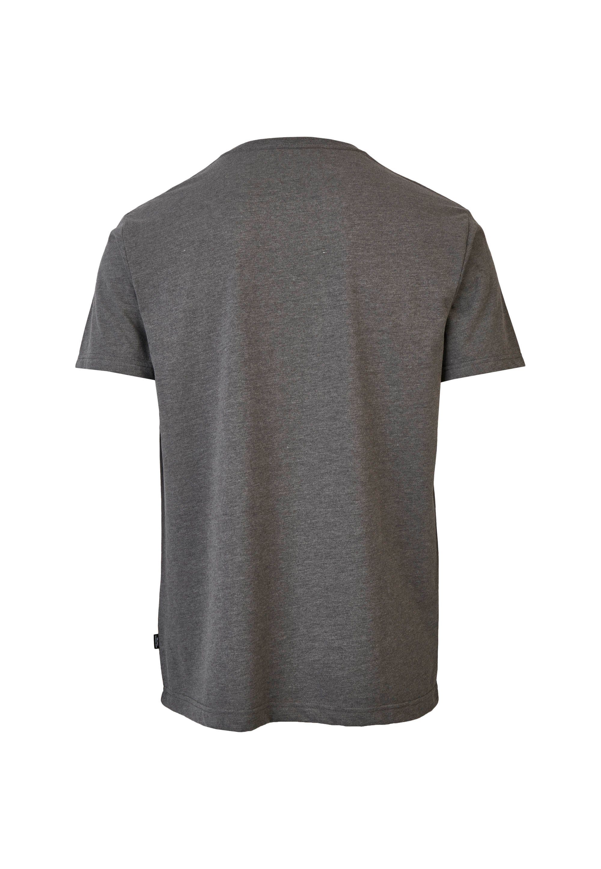 Regular T-Shirt grau-meliert Ligull lockerem Schnitt mit Cleptomanicx V