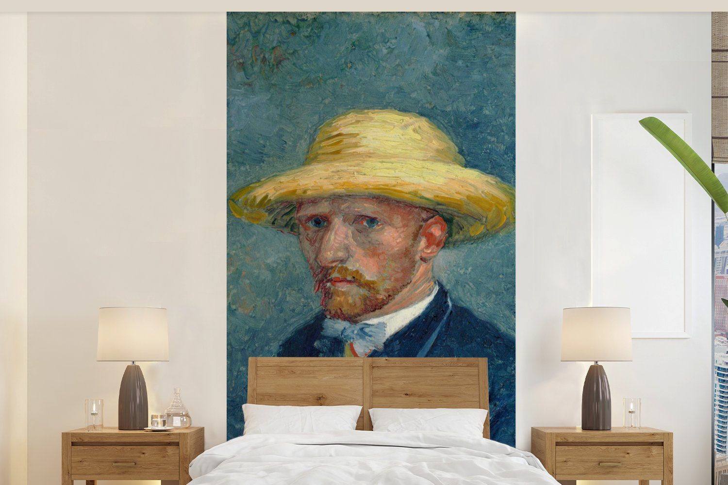 MuchoWow Fototapete Selbstbildnis mit Küche, (2 Gogh, bedruckt, Vincent Vliestapete Schlafzimmer Hut St), Wohnzimmer Fototapete van - für Matt