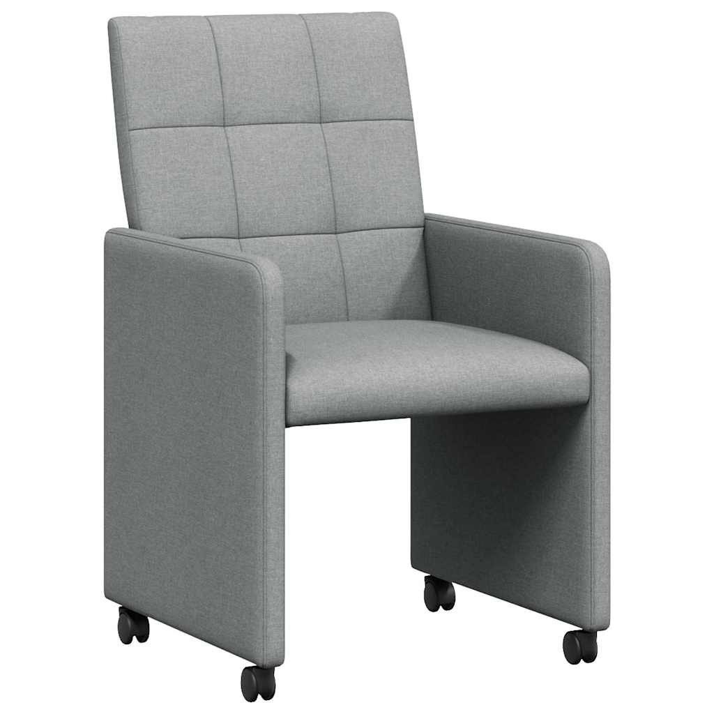 vidaXL Esszimmerstuhl Esszimmerstühle mit Rollen 2 stk. Stoff Hellgrau (2 St)