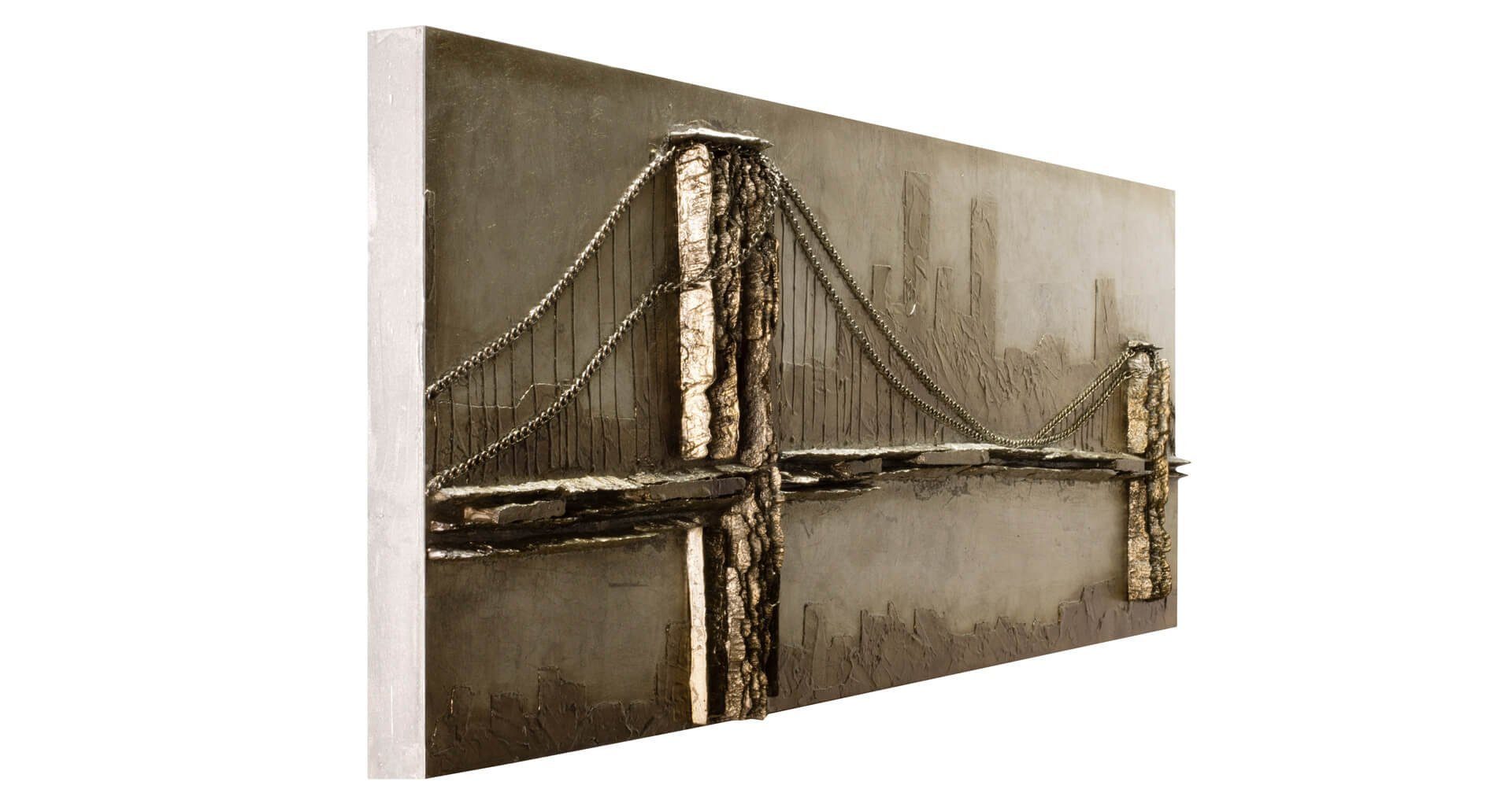 KUNSTLOFT Holz Le handgefertiges aus Wandbild d'Or Pont Holzbild cm, 150x50