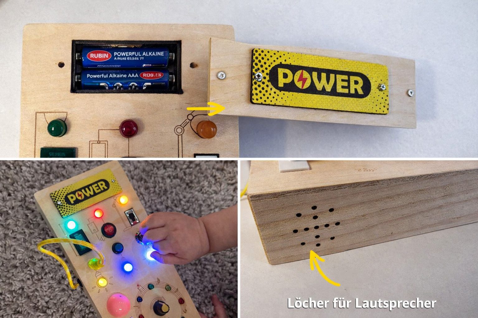 Lernspielzeug Montessori Busy-Board LED Licht Schalter Lernspiel, Englische Musik (Einzelset, 1-St., Einzelprodukt), fördert Lern- und Denkfähigkeit der Kinder, Englische Töne