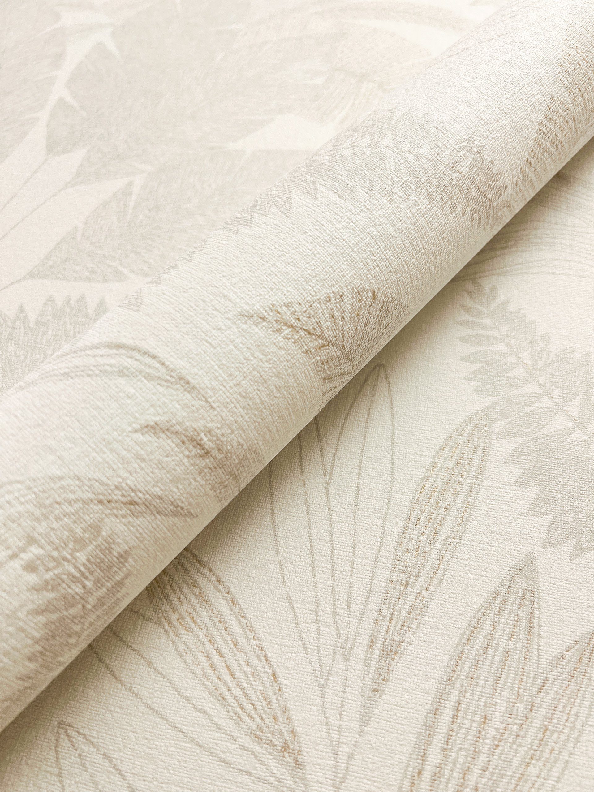 Newroom Vliestapete Niama Creme Tapete Mustertapete Dschungel,Pflanzen,Blät günstig online kaufen