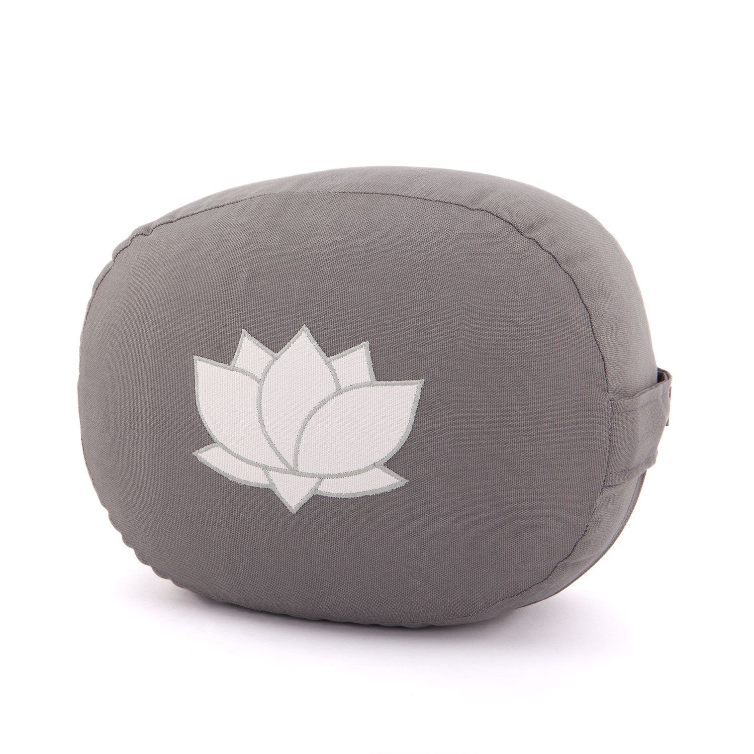 bodhi Meditationskissen Meditationskissen OVAL mit Lotus Stickerei grau | Bodensitzkissen