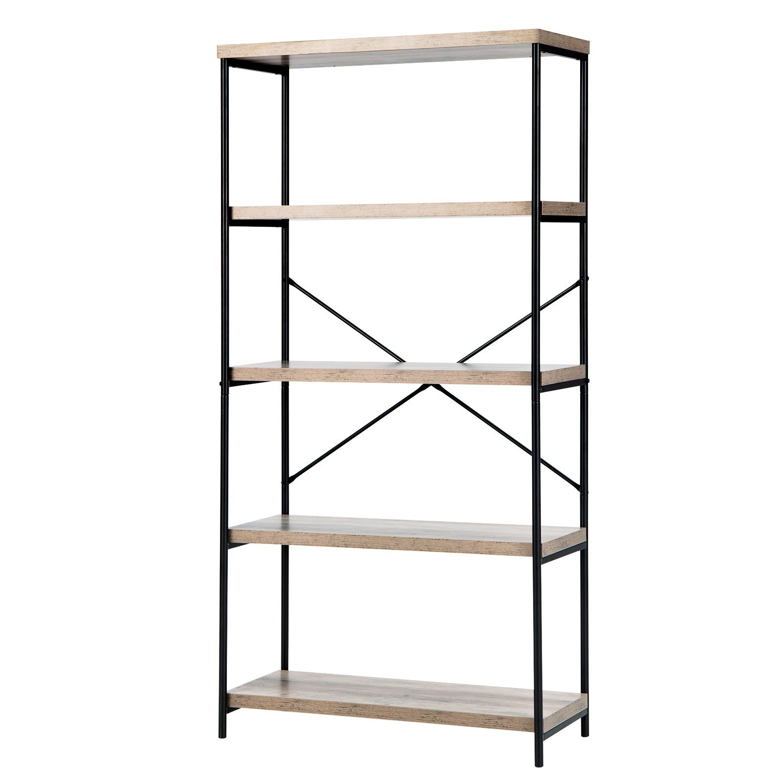 COSTWAY Bücherregal, 5 Ebenen, Standregal mit Metallrahmen, 79x35x160cm günstig online kaufen