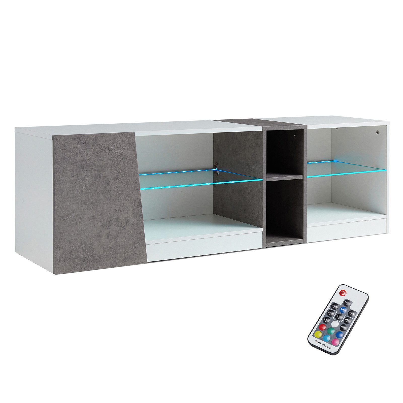 Mondeer Lowboard LED TV-Schrank, Breite 140cm mit 5 offenen Fächern und 1 T günstig online kaufen