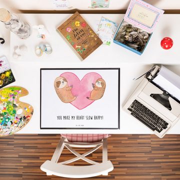 Mr. & Mrs. Panda Schreibtischunterlage Faultiere Herz - Weiß - Geschenk, für Männer, Liebesbeweis, Schreibti, (1 tlg)
