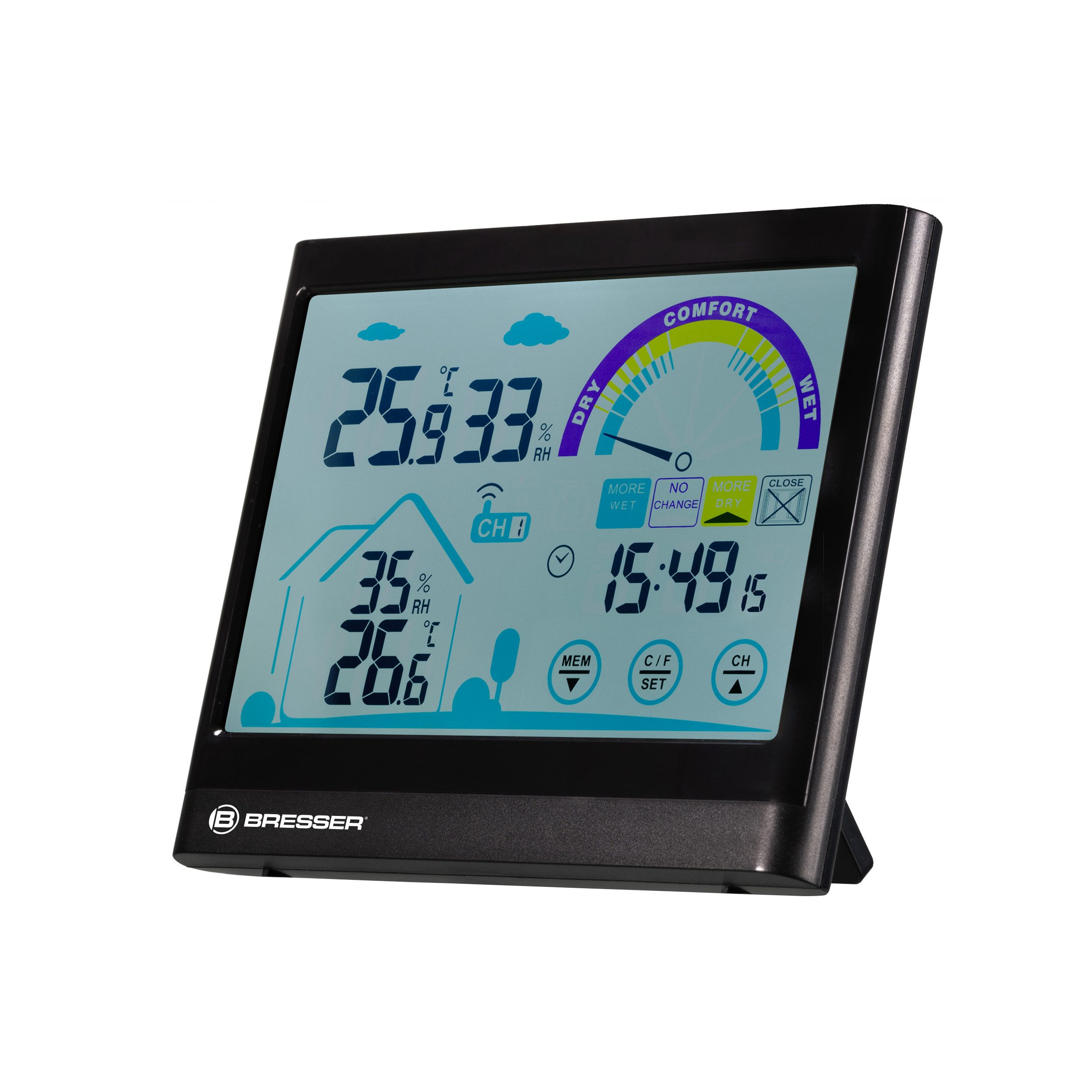 Raumluft-Qualitätssensor BRESSER VentAir Thermo-Hygrometer mit Touchscreenfunktion und Lüftung…