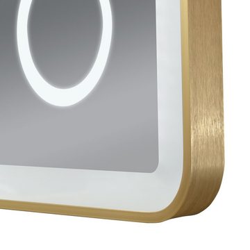 pro.tec Badspiegel, »Pescara« mit 120 LEDs Aluminiumrahmen 50 x 70 cm Goldfarben