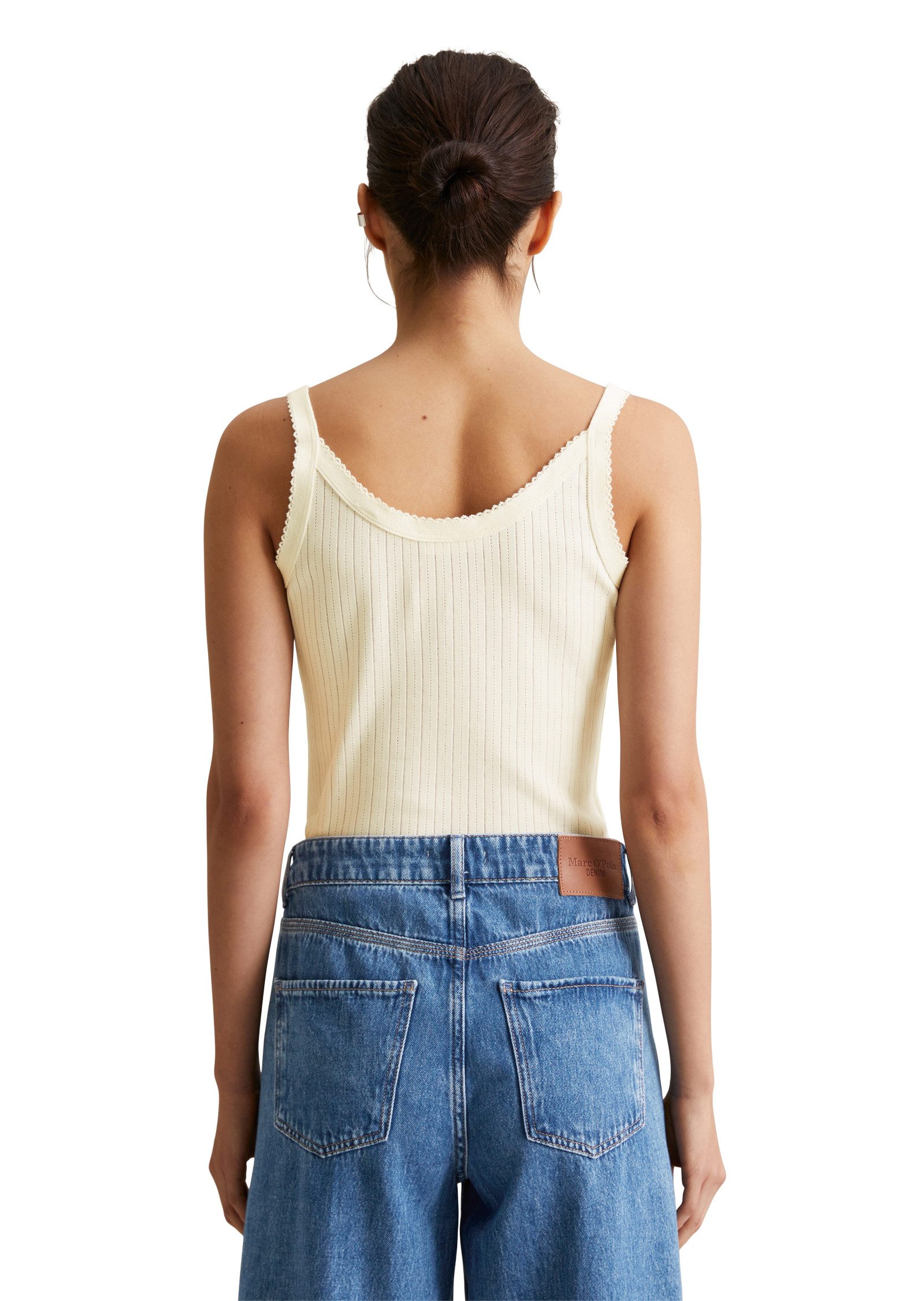 Marc O'Polo DENIM Spaghettitop Rüschenkante, Strickwebmuster günstig online kaufen