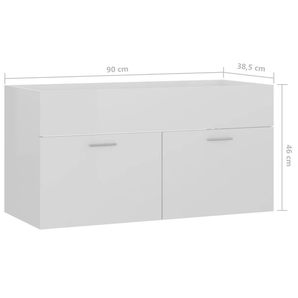 38,5x90x46 Waschbeckenunterschrank möbelando Hochglanz-Weiß 3005544 (LxBxH: cm) in